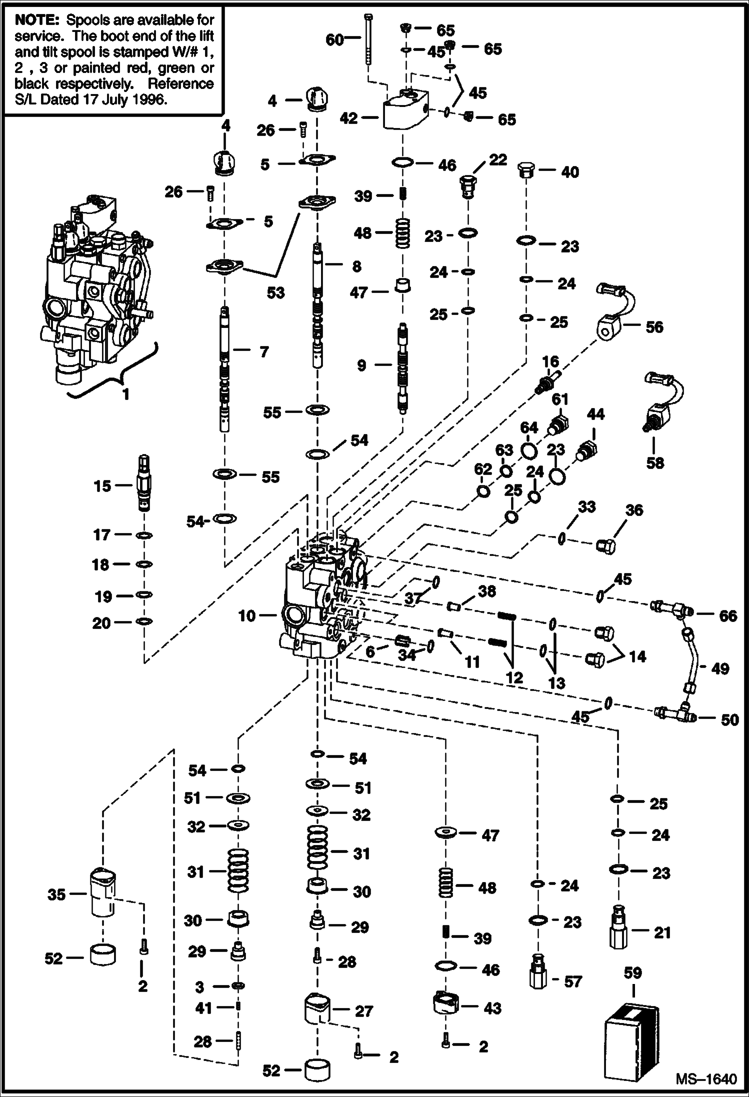 Схема запчастей Bobcat 800s - HYDRAULIC CONTROL VALVE (High Flow) (For AHC) (5144 28656, 5146 25378 & Above) HYDRAULIC SYSTEM