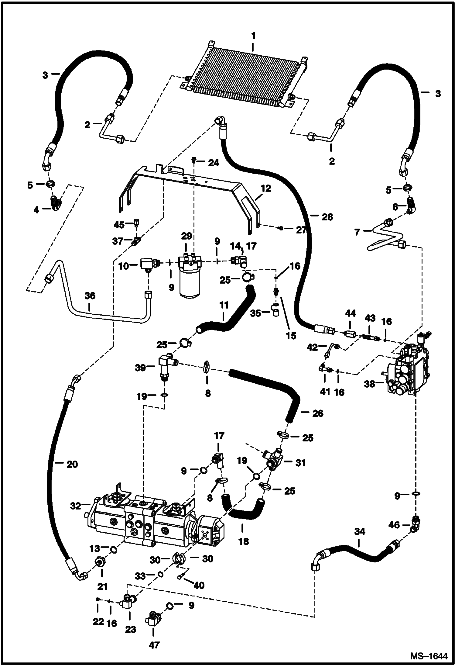 Схема запчастей Bobcat 800s - HYDROSTATIC CIRCUITRY (S/N 5141 22814-39999, 5142 22028-39999) HYDROSTATIC SYSTEM