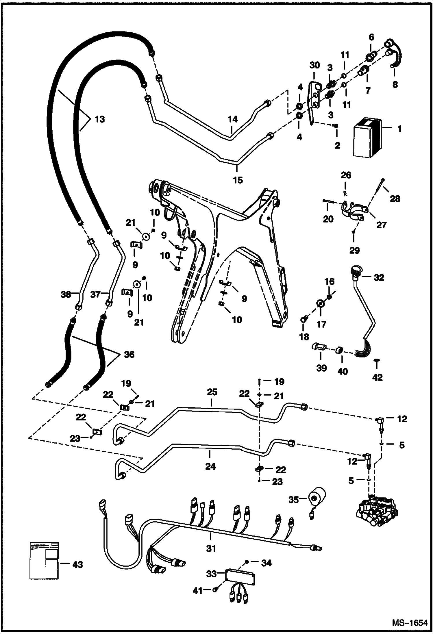 Схема запчастей Bobcat 800s - FRONT AUXILIARY KIT (S/N 5141 11425-11442 & 5142 11105-11112) (For Proportional Auxiliaries W/Poppet Style Couplers) ACCESSORIES & OPTIONS