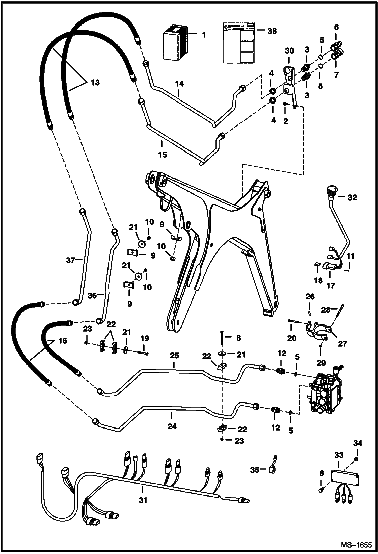 Схема запчастей Bobcat 800s - FRONT AUXILIARY KIT (S/N 5141 22001-39999, 5142 22001-39999) (For Proportional Auxiliaries W/Flush Face (FF) Style Couplers) ACCESSORIES & OPTIONS