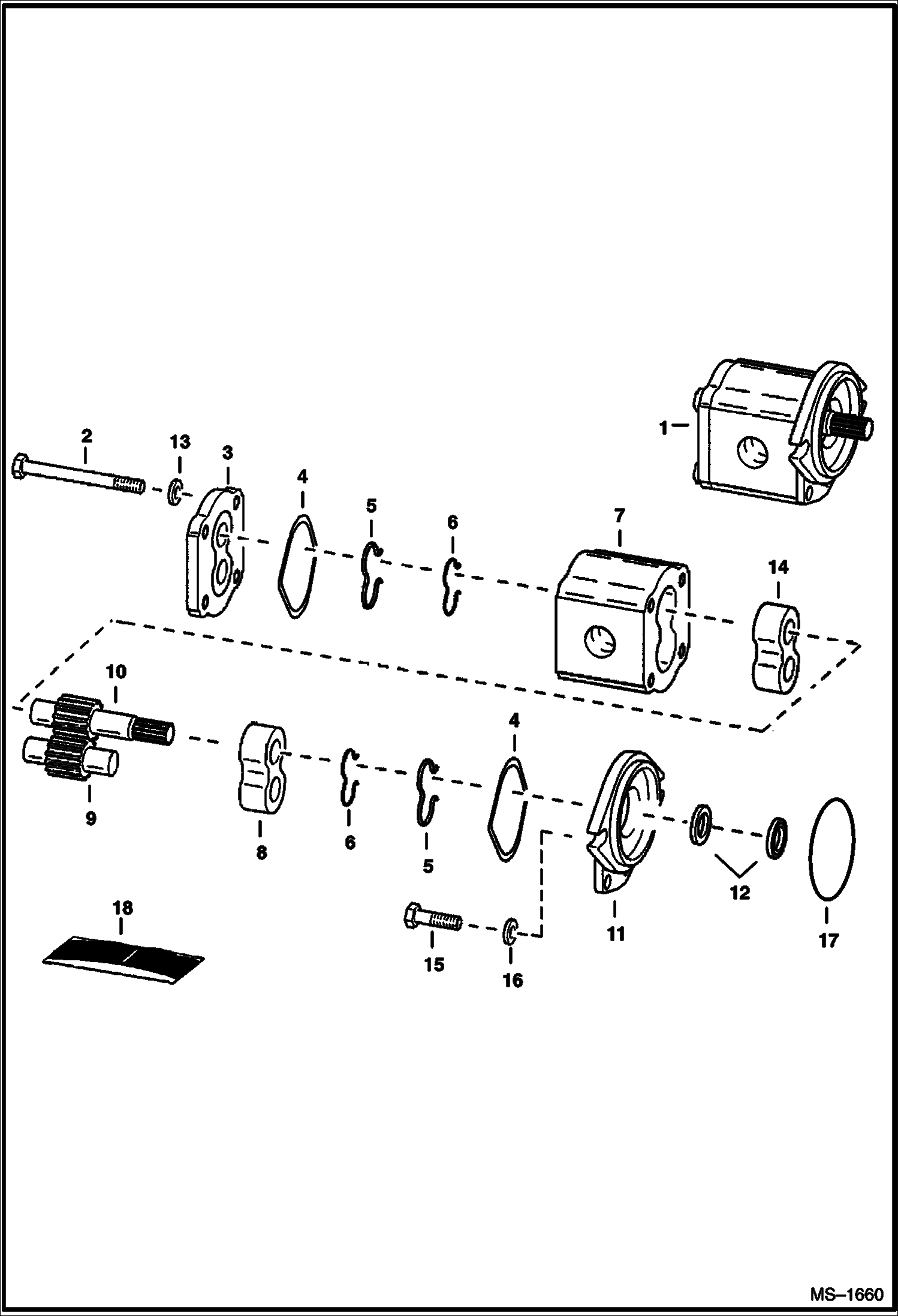 Схема запчастей Bobcat 800s - GEAR PUMP HYDROSTATIC SYSTEM