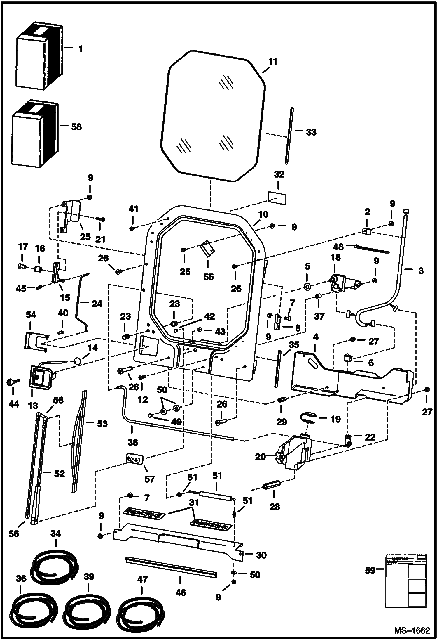 Схема запчастей Bobcat 800s - CAB DOOR (L.H. Hinged) ACCESSORIES & OPTIONS