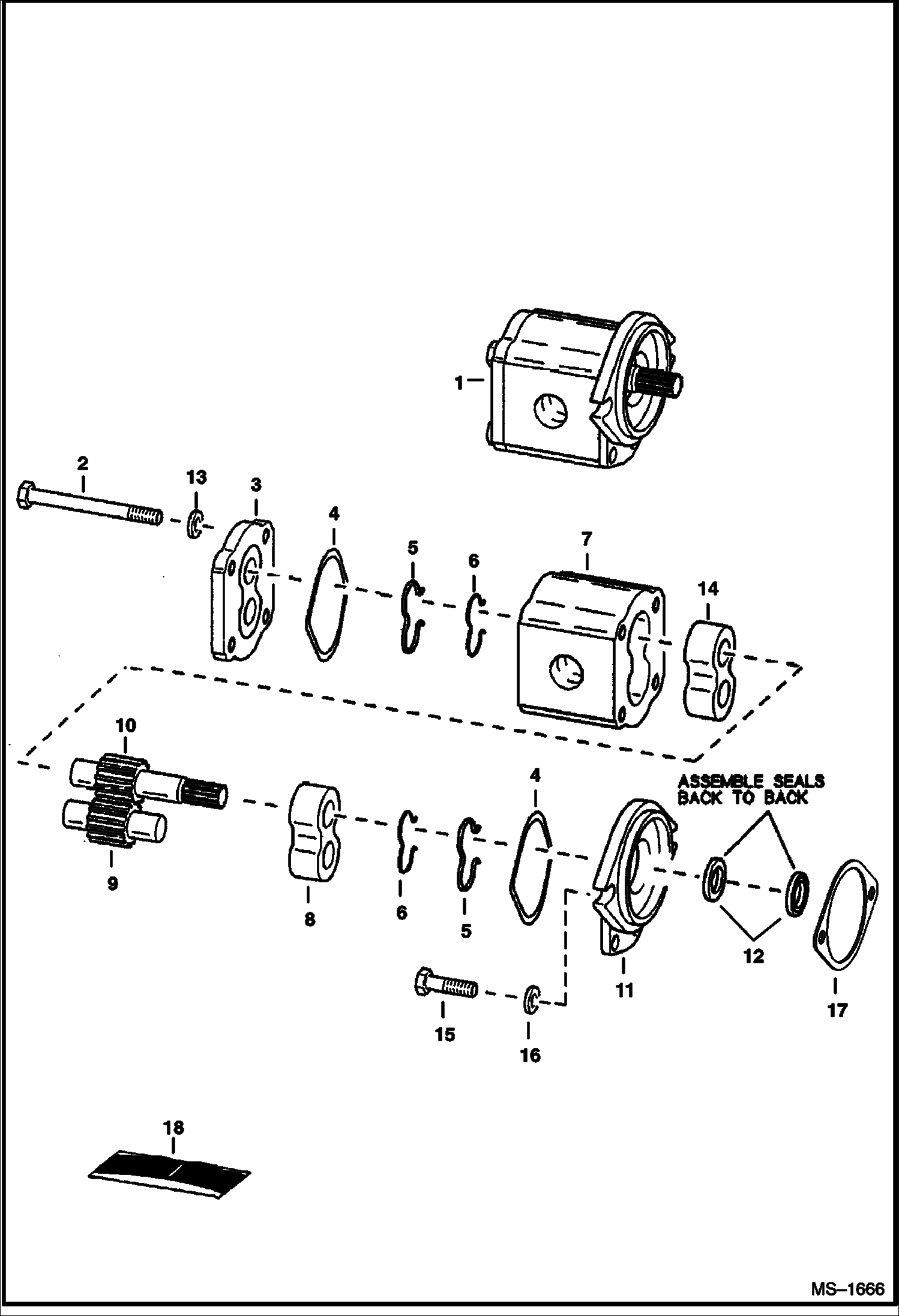 Схема запчастей Bobcat 800s - GEAR PUMP HYDROSTATIC SYSTEM