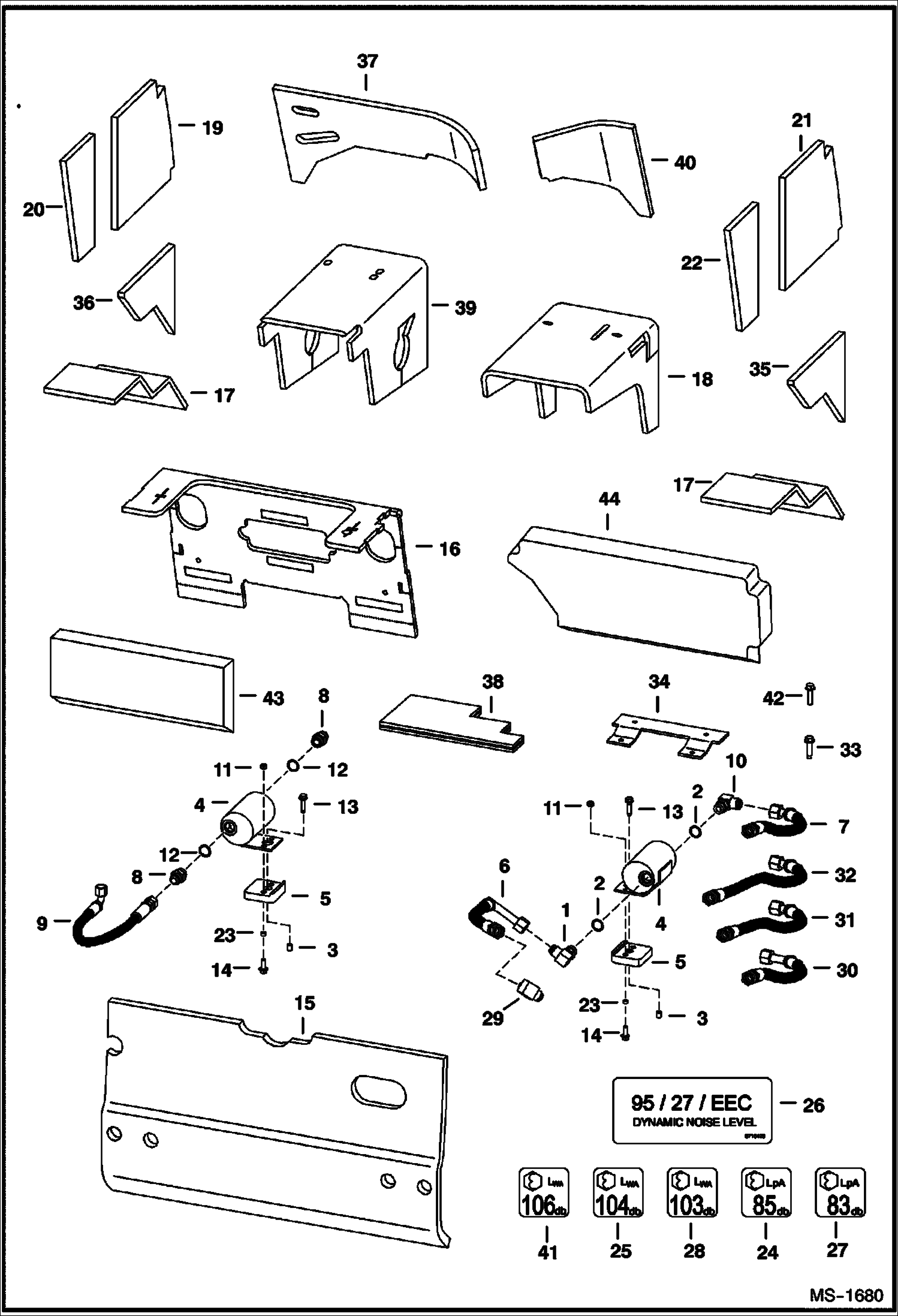 Схема запчастей Bobcat T-Series - EUROPEAN ACCESSORIES (Insulation & Hydraulic Muffler) ACCESSORIES & OPTIONS