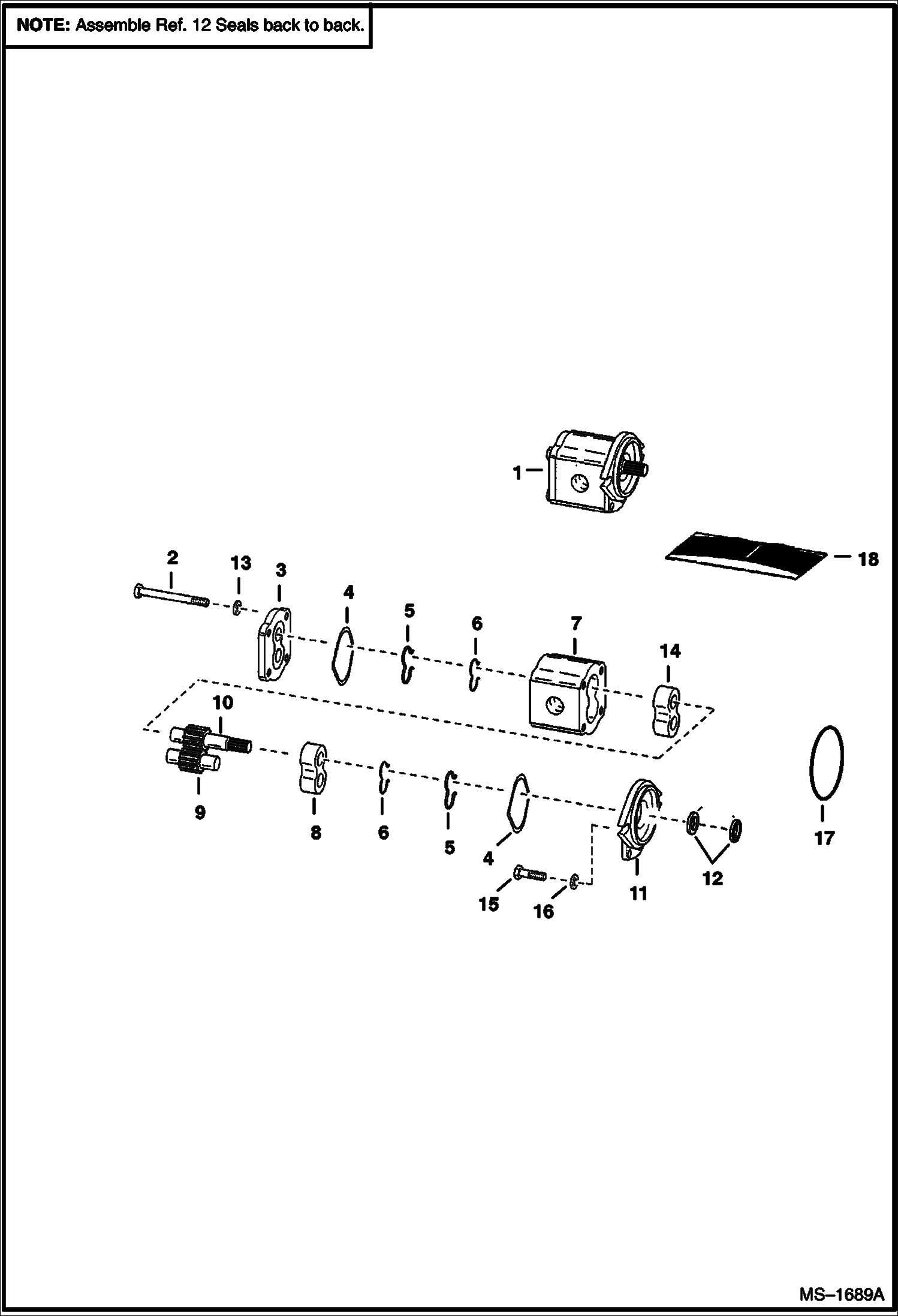 Схема запчастей Bobcat 800s - GEAR PUMP (B5501-34022) (22 mm Dia. Shaft) HYDROSTATIC SYSTEM