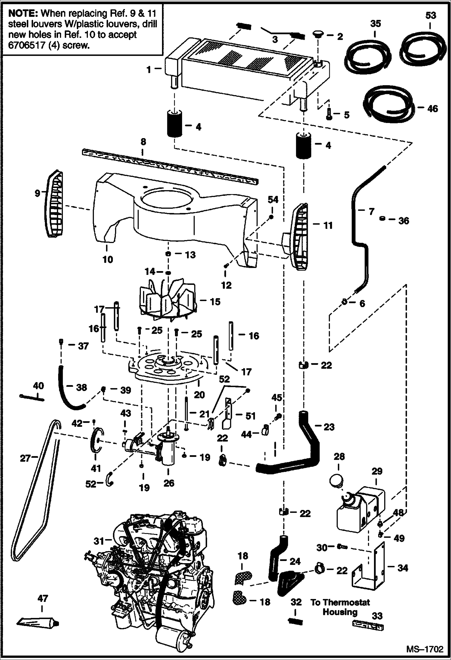 Схема запчастей Bobcat 800s - COOLING SYSTEM POWER UNIT