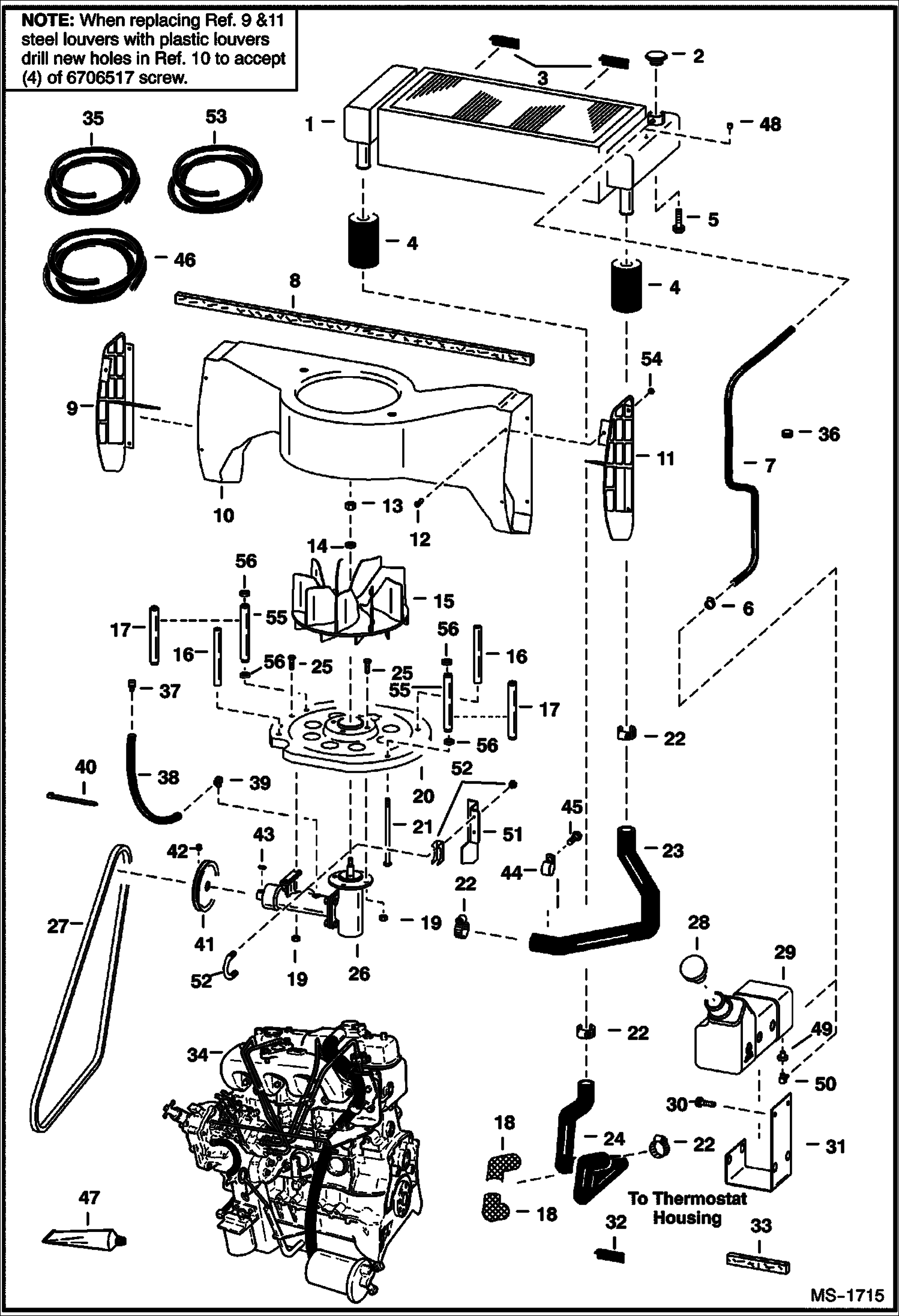 Схема запчастей Bobcat 800s - COOLING SYSTEM POWER UNIT