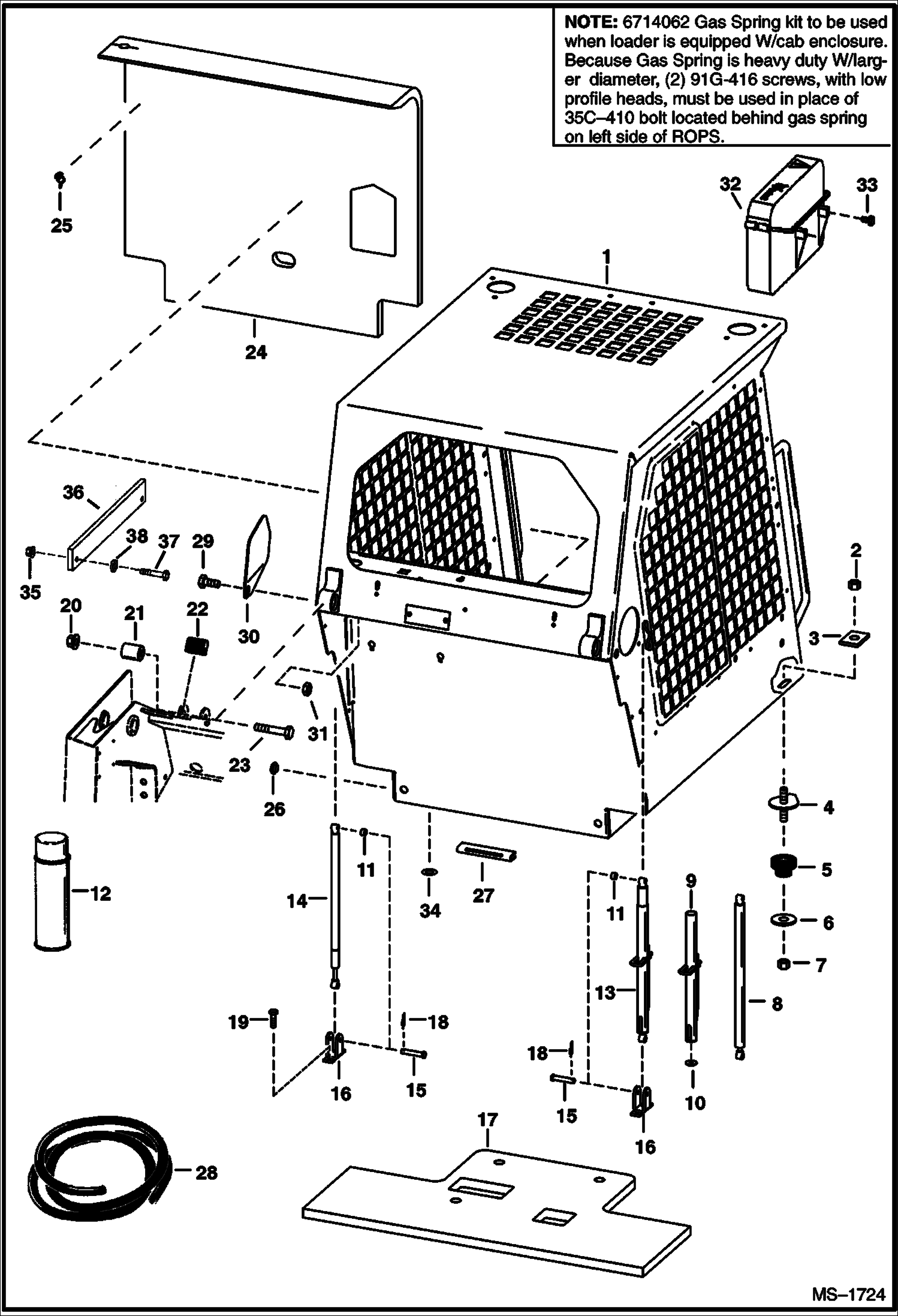 Схема запчастей Bobcat 800s - OPERATOR CAB MAIN FRAME