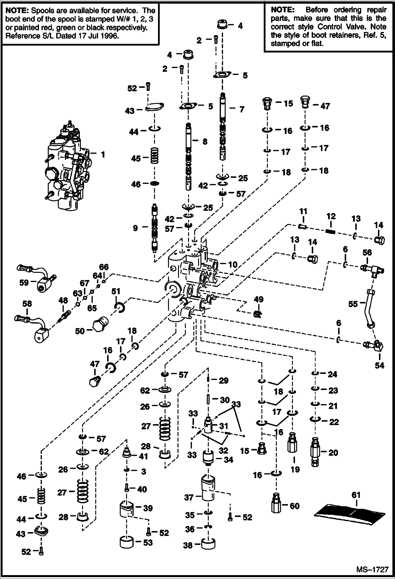 Схема запчастей Bobcat 800s - HYDRAULIC CONTROL VALVE (S/N 5128 16001-18873, 5084 18001-18085 & 5097 18001-18112 - SEE NOTE) HYDRAULIC SYSTEM