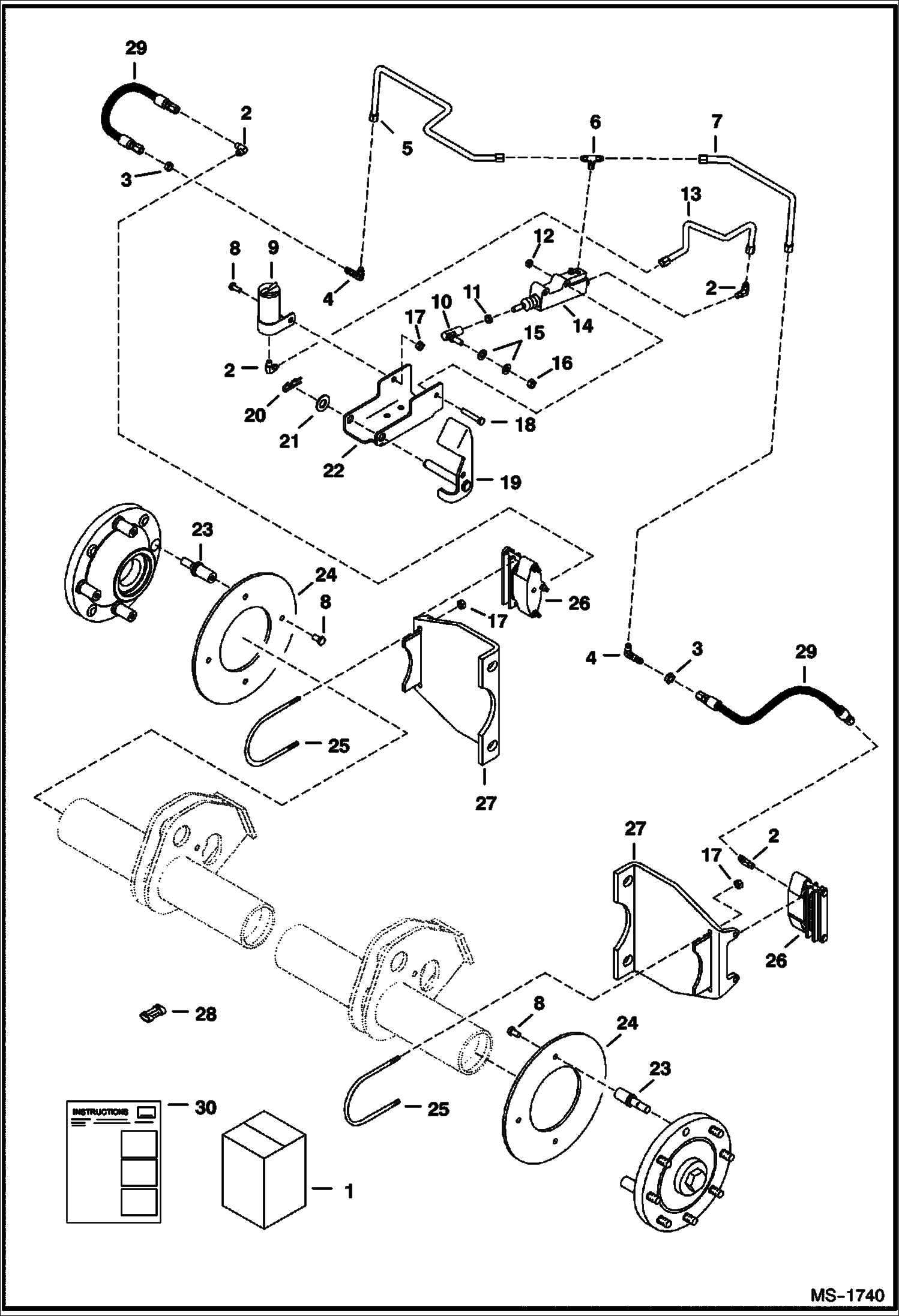 Схема запчастей Bobcat 800s - EUROPEAN ACCESSORIES (Caliper Brake Kit) (S/N & Below) ACCESSORIES & OPTIONS