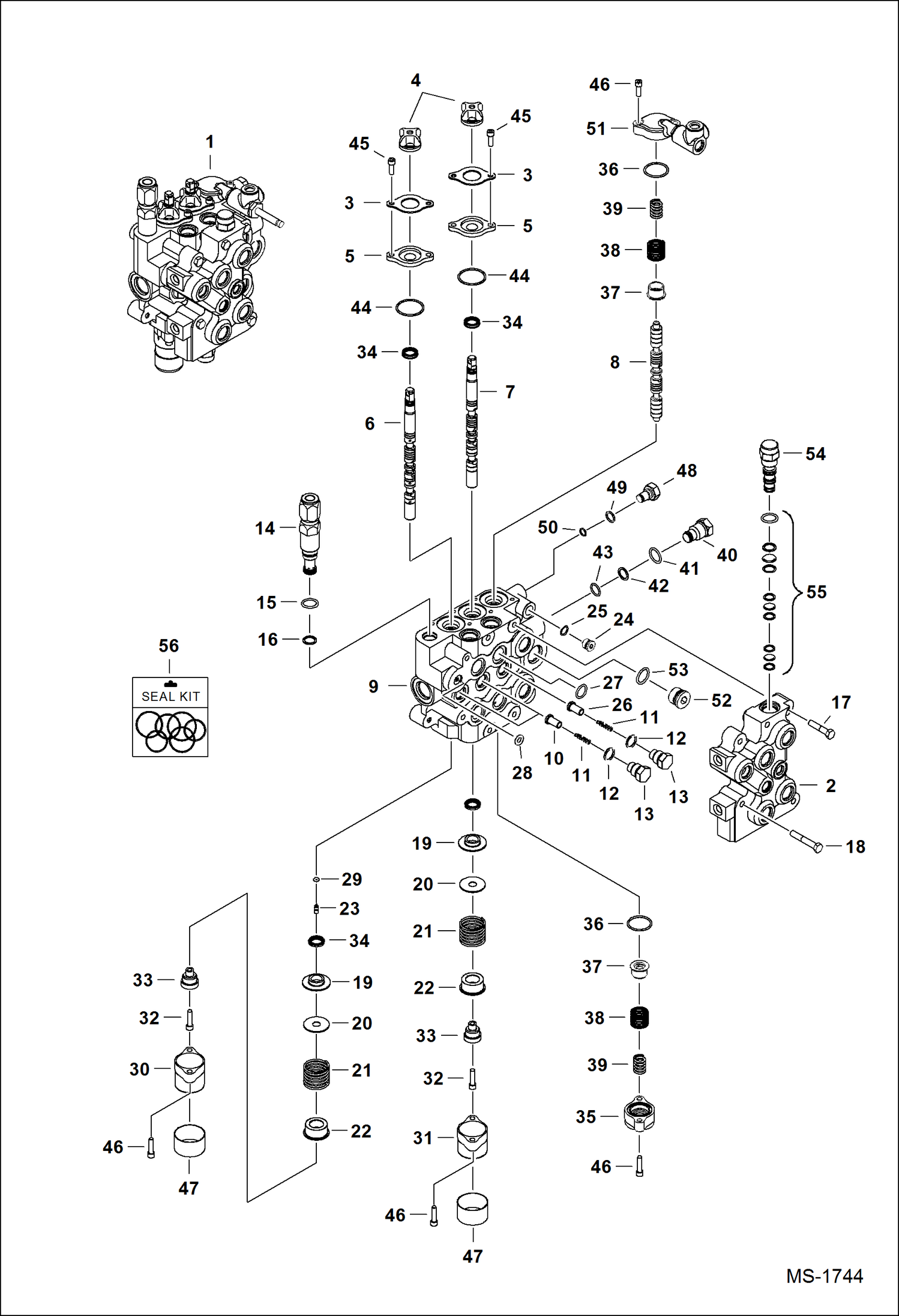 Схема запчастей Bobcat 900s - HYDRAULIC CONTROL VALVE (AHC/ACS) (Service Valve) HYDRAULIC SYSTEM