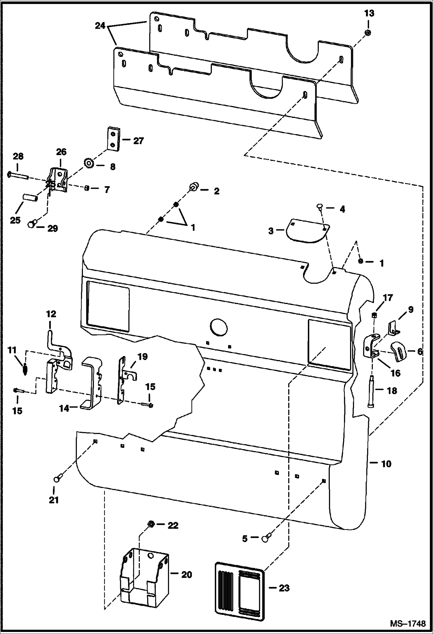 Схема запчастей Bobcat A-Series - REAR DOOR (S/N 5196 11045, 5197 11002 & Below) MAIN FRAME