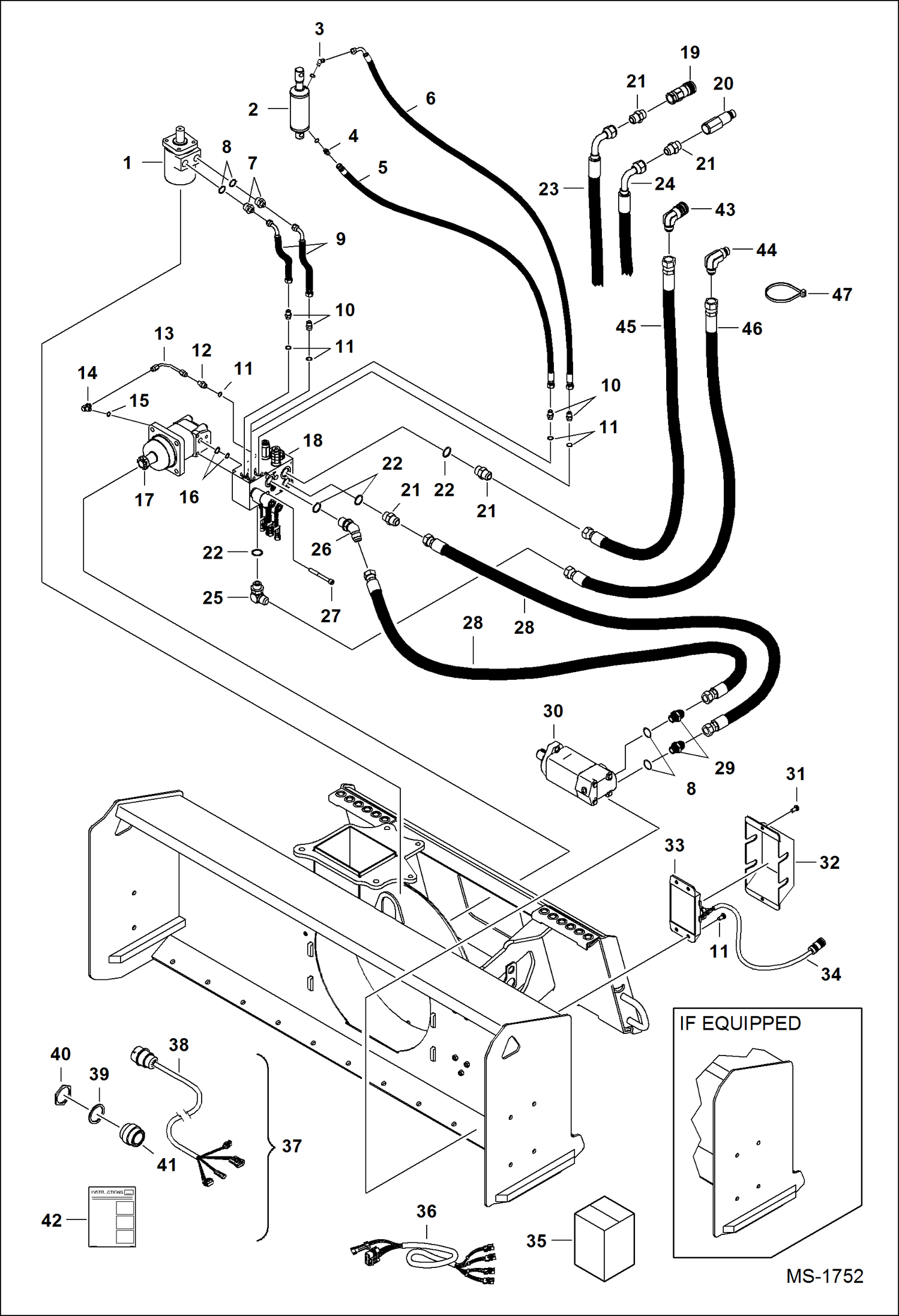 Схема запчастей Bobcat SNOWBLOWER - SB200 SNOWBLOWER (Hydraulics & Electrical) (54 7135) (60 A3G8, 7127) (66 7128) (72 A3KC, 7129) (78 7130) Loader