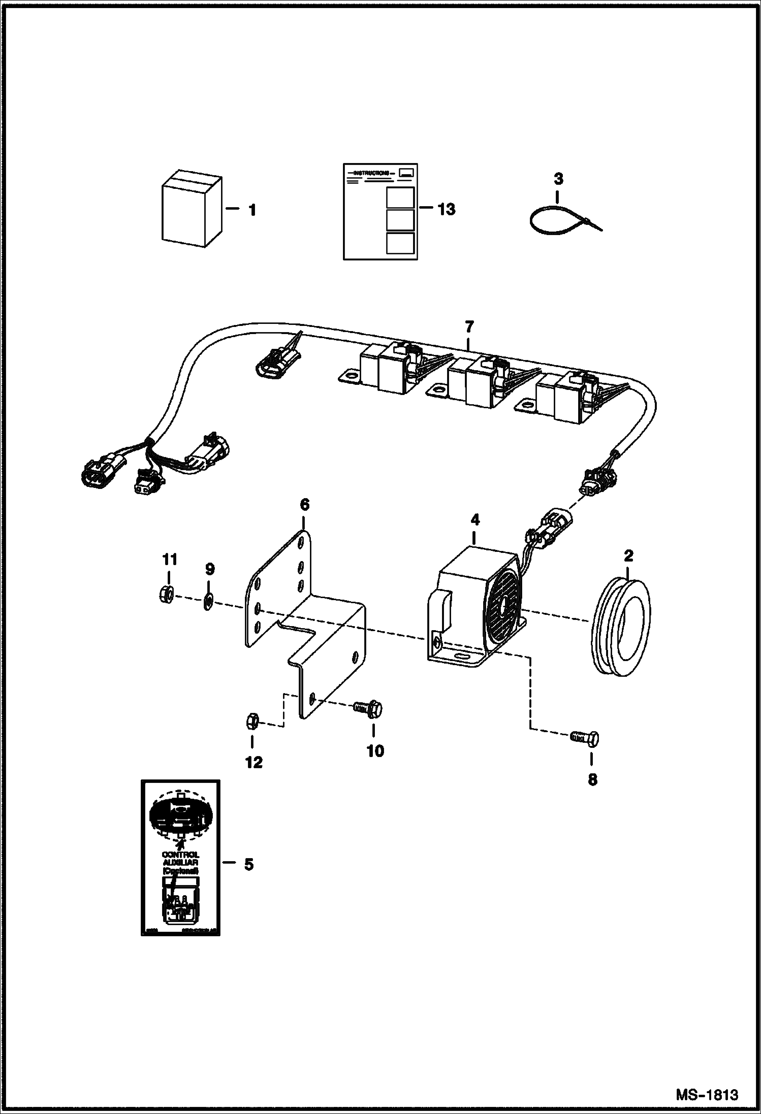 Схема запчастей Bobcat S-Series - HORN KIT (Selectable Joystick Controls) (S/N A5GK11001 - 19999) ACCESSORIES & OPTIONS