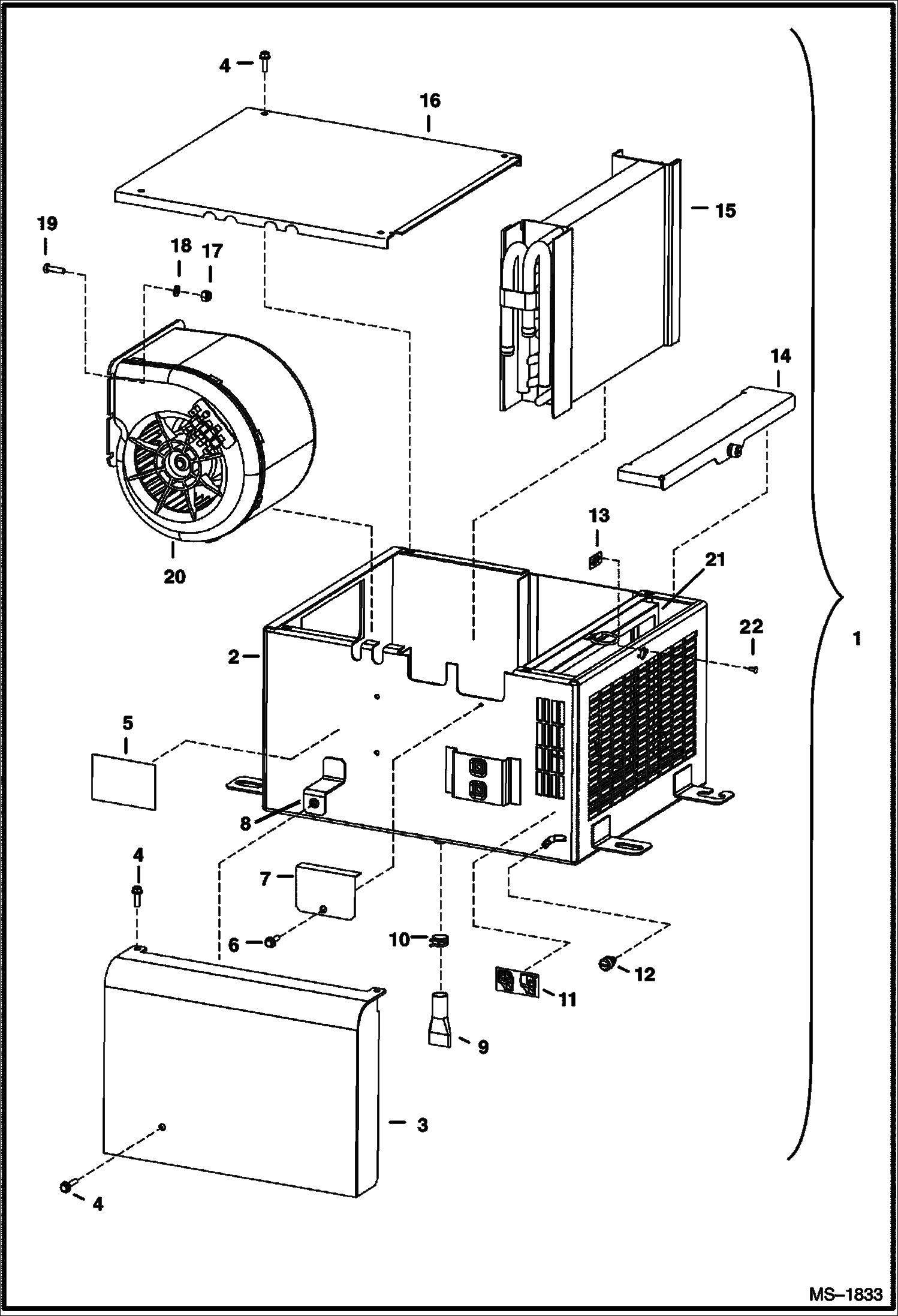 Схема запчастей Bobcat 430 - HEATER (Heater Box) (S/N 562912625 & Below) ACCESSORIES & OPTIONS