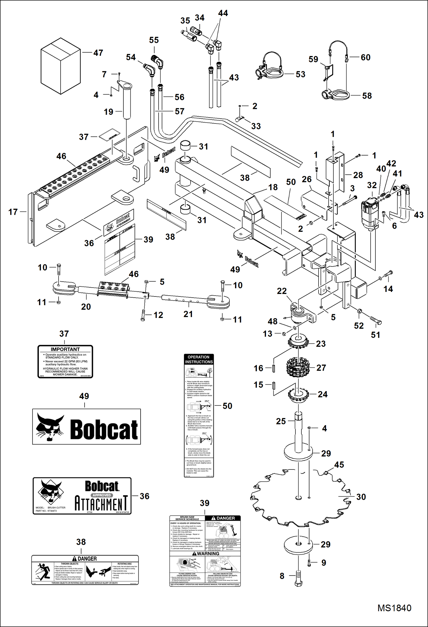 Схема запчастей Bobcat BRUSH SAW - BRUSH SAW (0055) (A13P) Loader