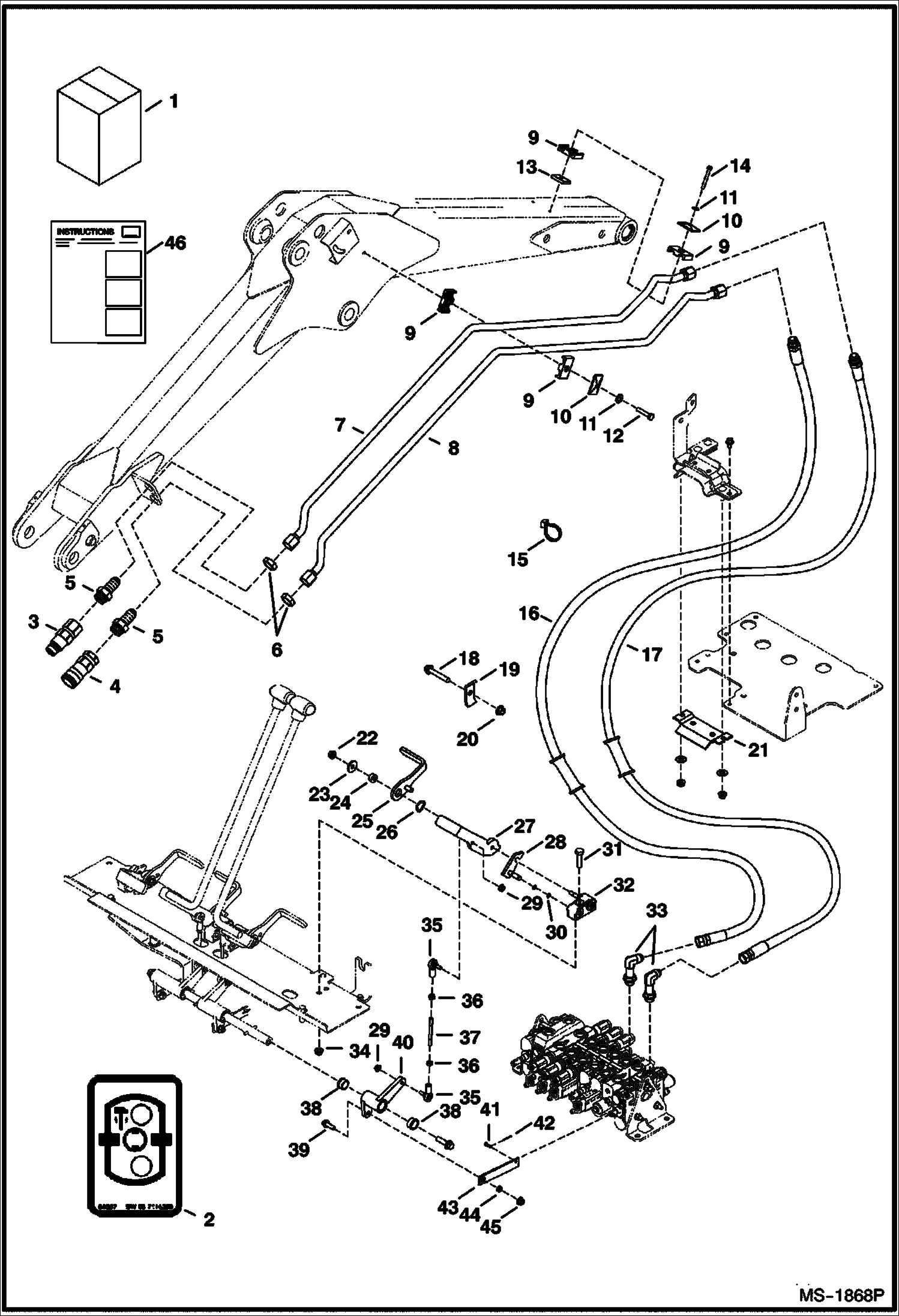 Схема запчастей Bobcat 320 - AUXILIARY HYDRAULICS KIT (320L) ACCESSORIES & OPTIONS