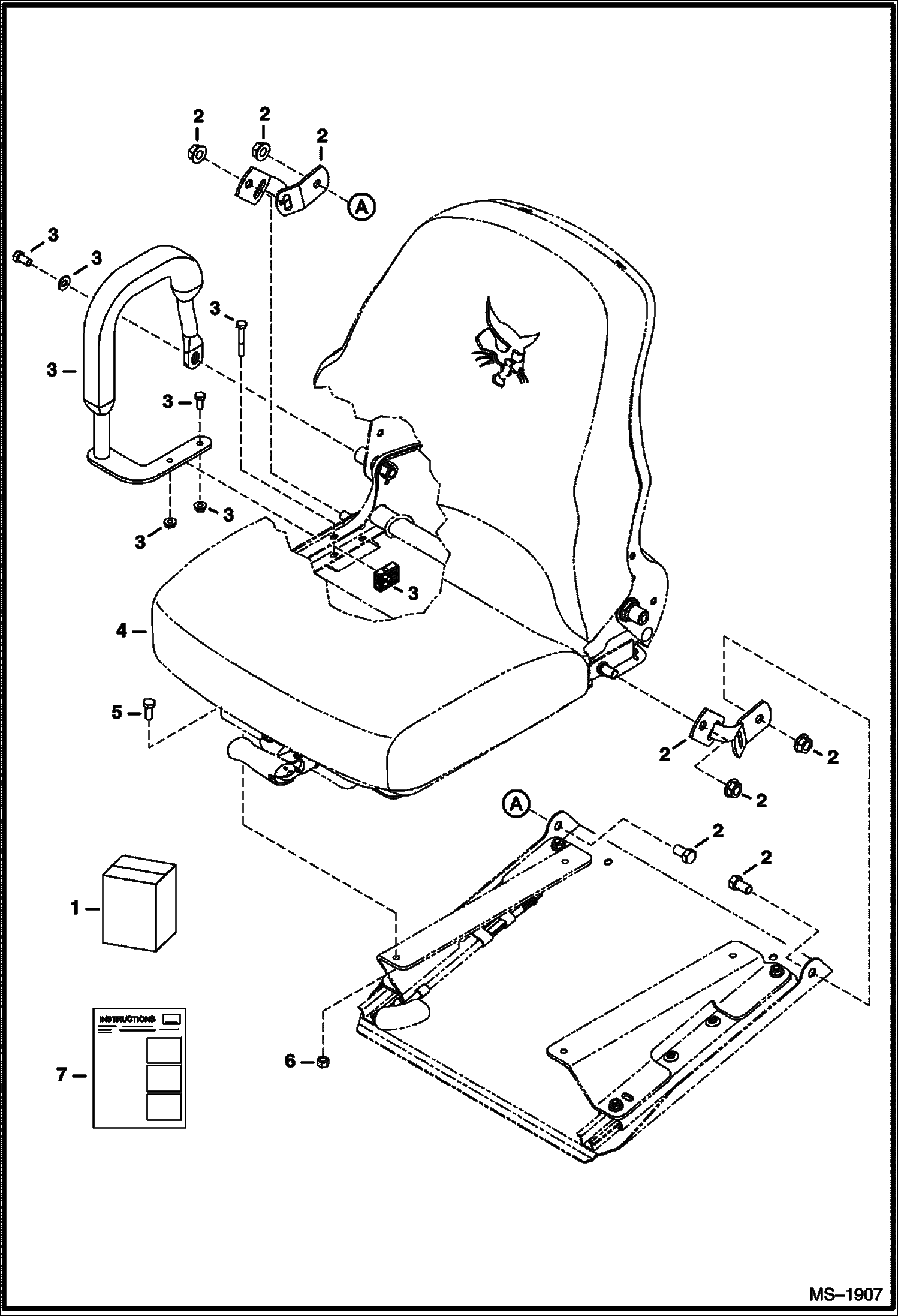 Схема запчастей Bobcat 5600 - SUSPENSION SEAT KIT (Passenger) ACCESSORIES & OPTIONS