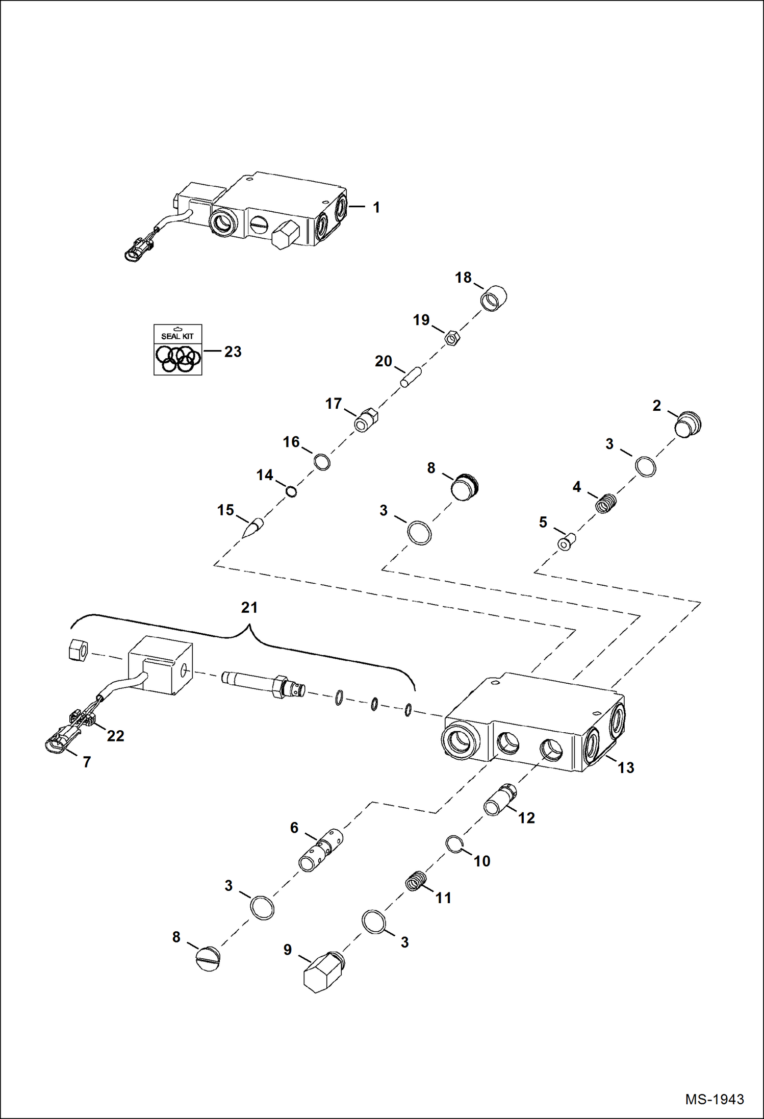 Схема запчастей Bobcat 500s - BUCKET POSITIONING VALVE HYDRAULIC SYSTEM