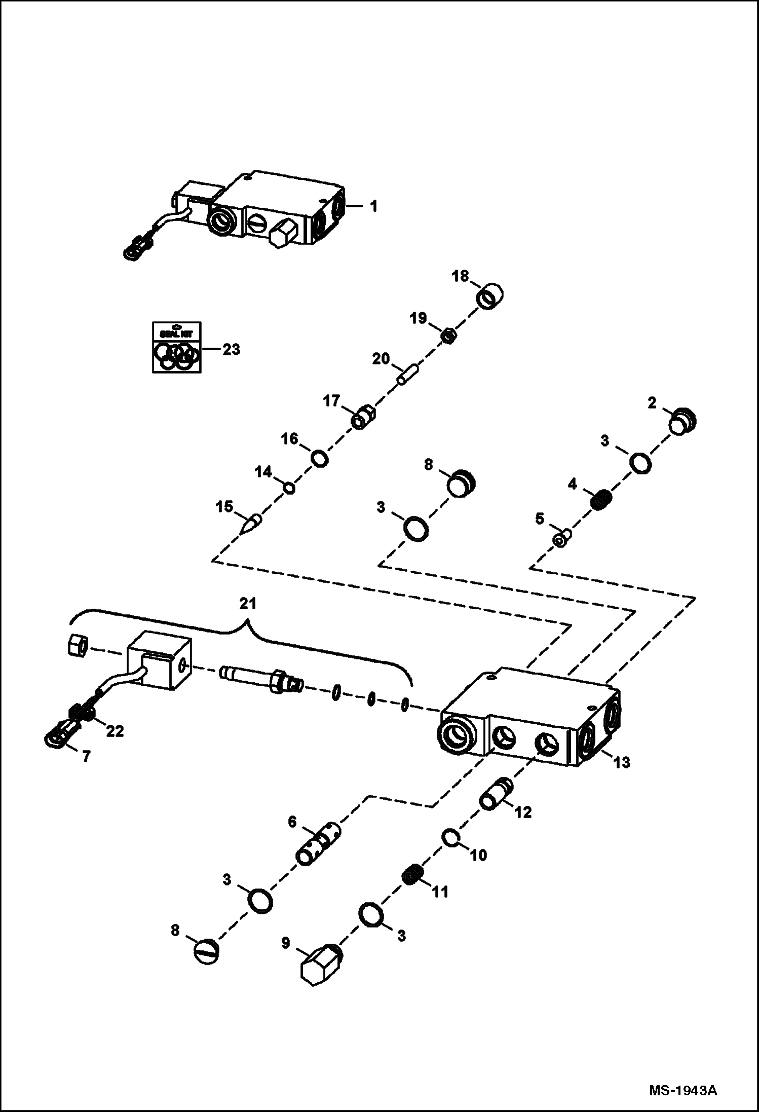 Схема запчастей Bobcat T-Series - BUCKET POSITIONING VALVE (S/N 525613000, 525712000 & Above) HYDRAULIC SYSTEM