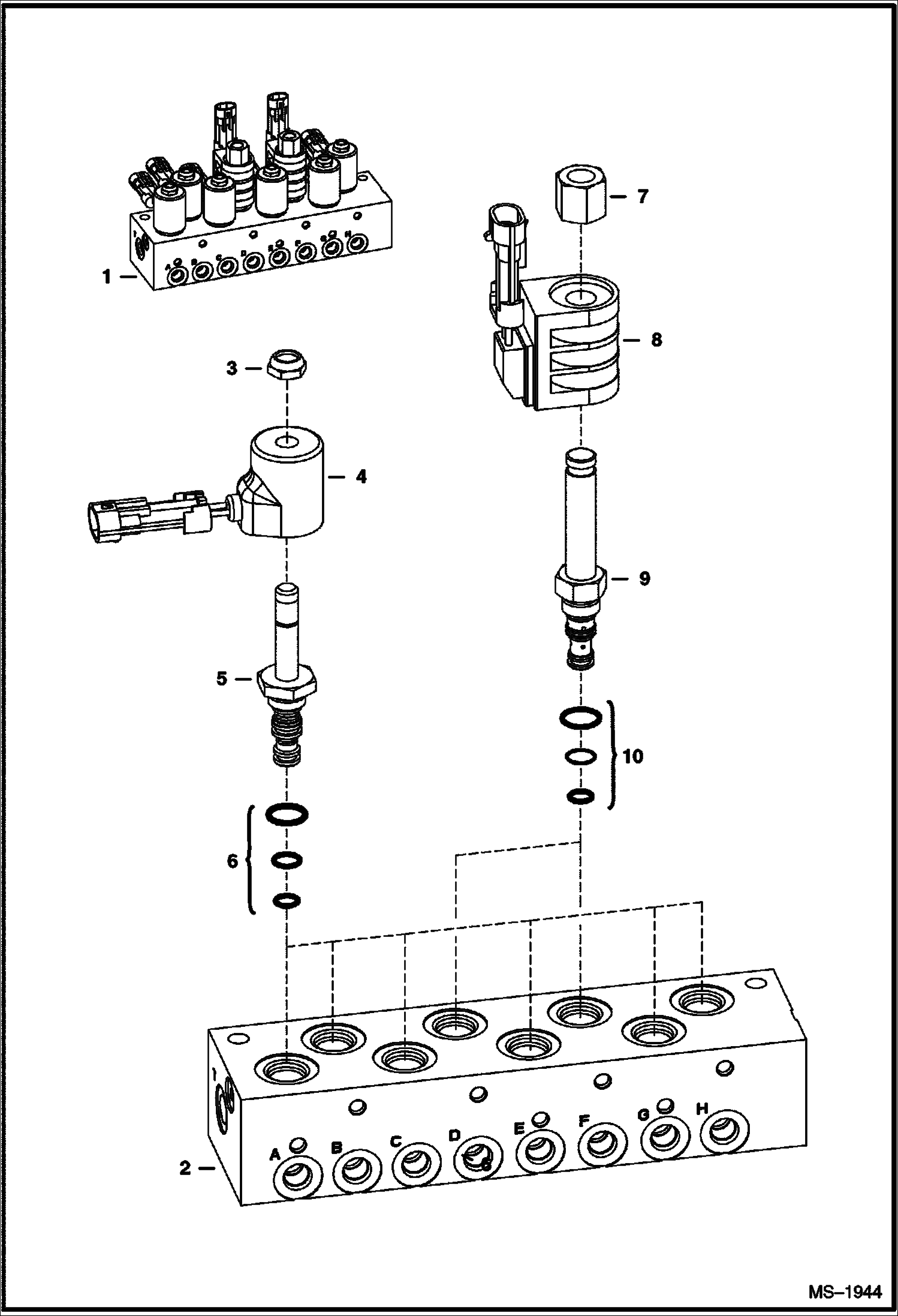 Схема запчастей Bobcat 5600 - PILOT VALVE HYDRAULIC SYSTEM