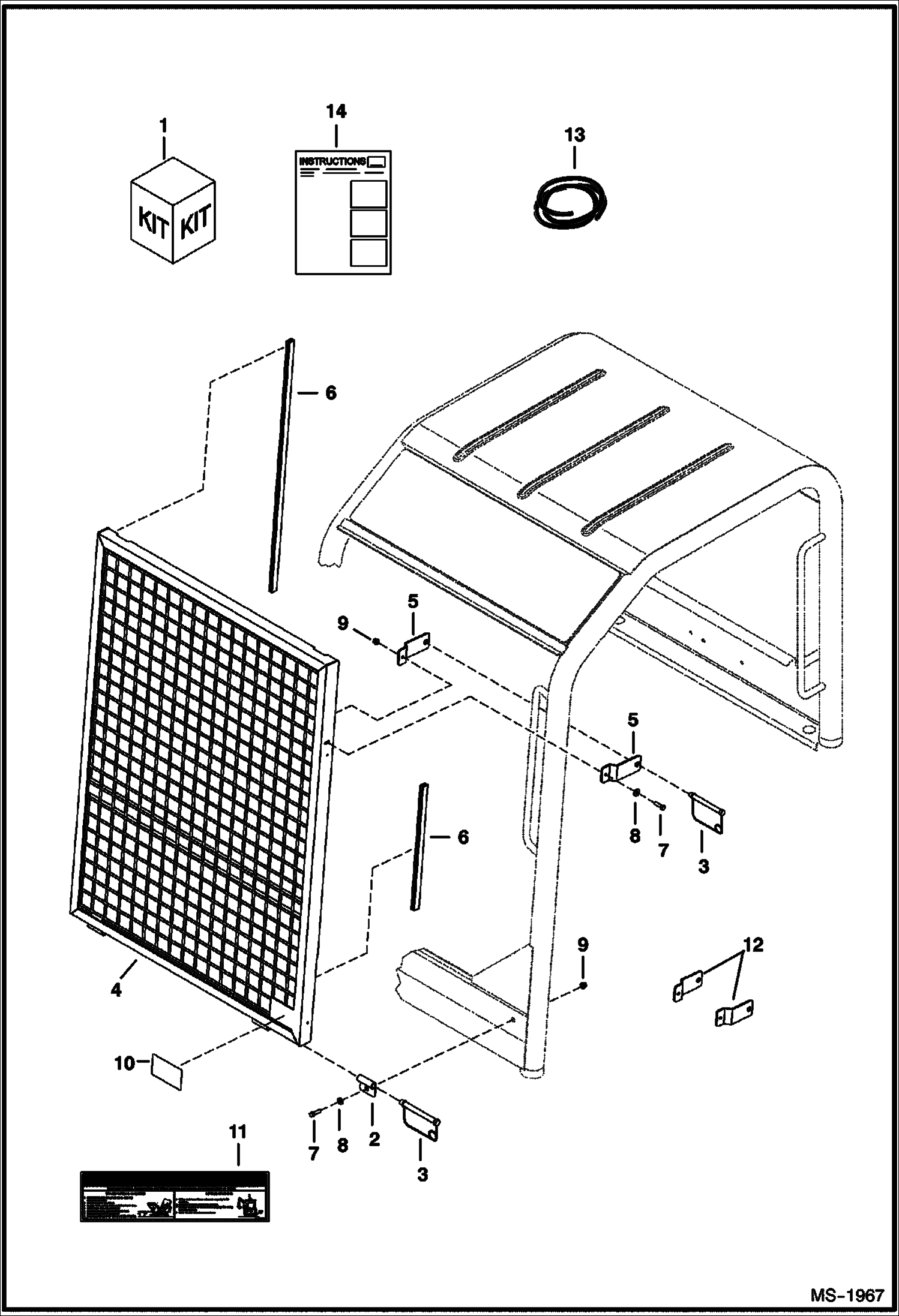 Схема запчастей Bobcat 341 - SPECIAL APPLICATIONS KIT (Canopy) ACCESSORIES & OPTIONS