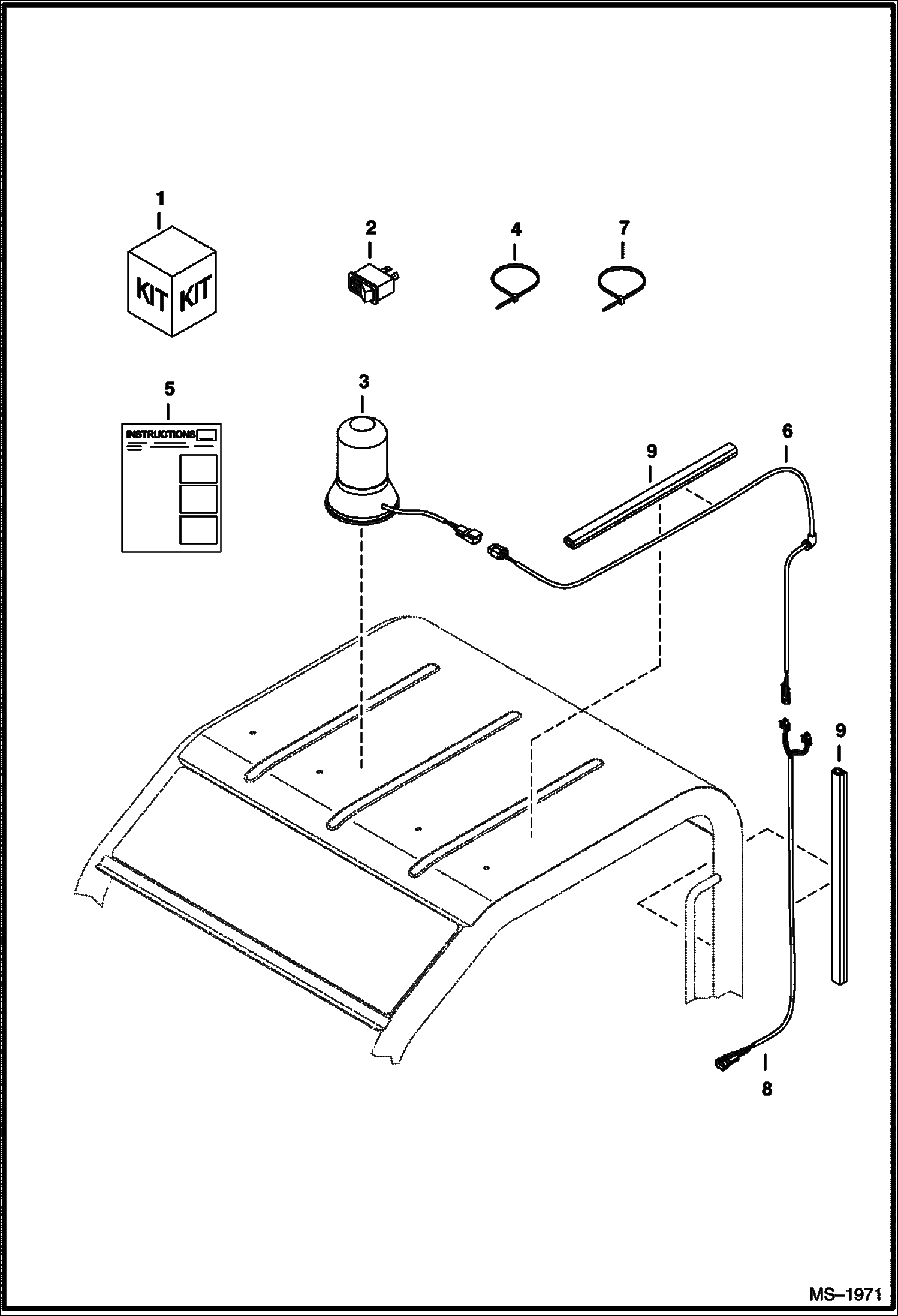 Схема запчастей Bobcat 323 - BEACON KIT ACCESSORIES & OPTIONS