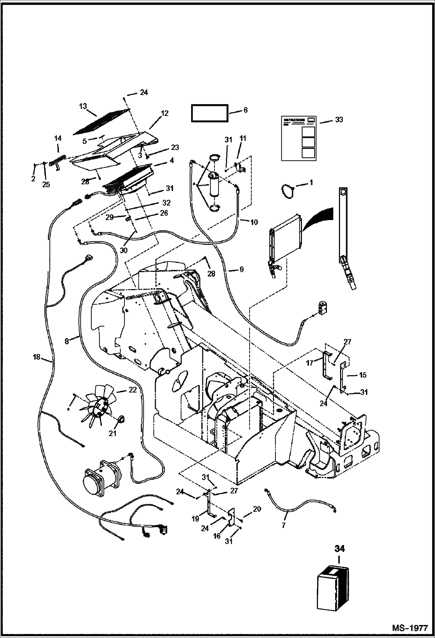Схема запчастей Bobcat V518 - AIR CONDITIONER CONDENSER RELOCATION KIT ACCESSORIES & OPTIONS