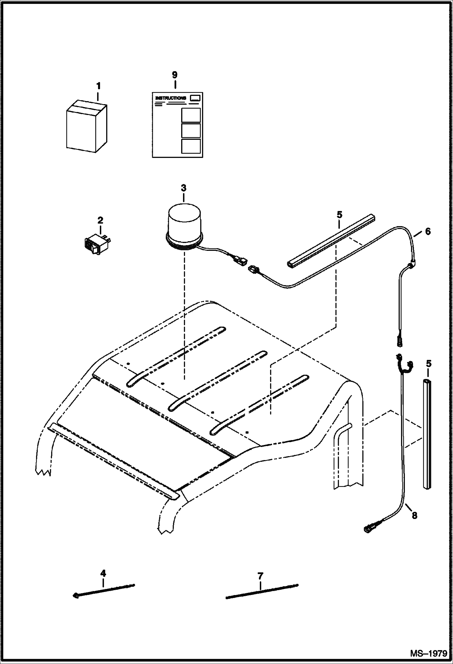 Схема запчастей Bobcat 329 - STROBE LIGHT KIT ACCESSORIES & OPTIONS