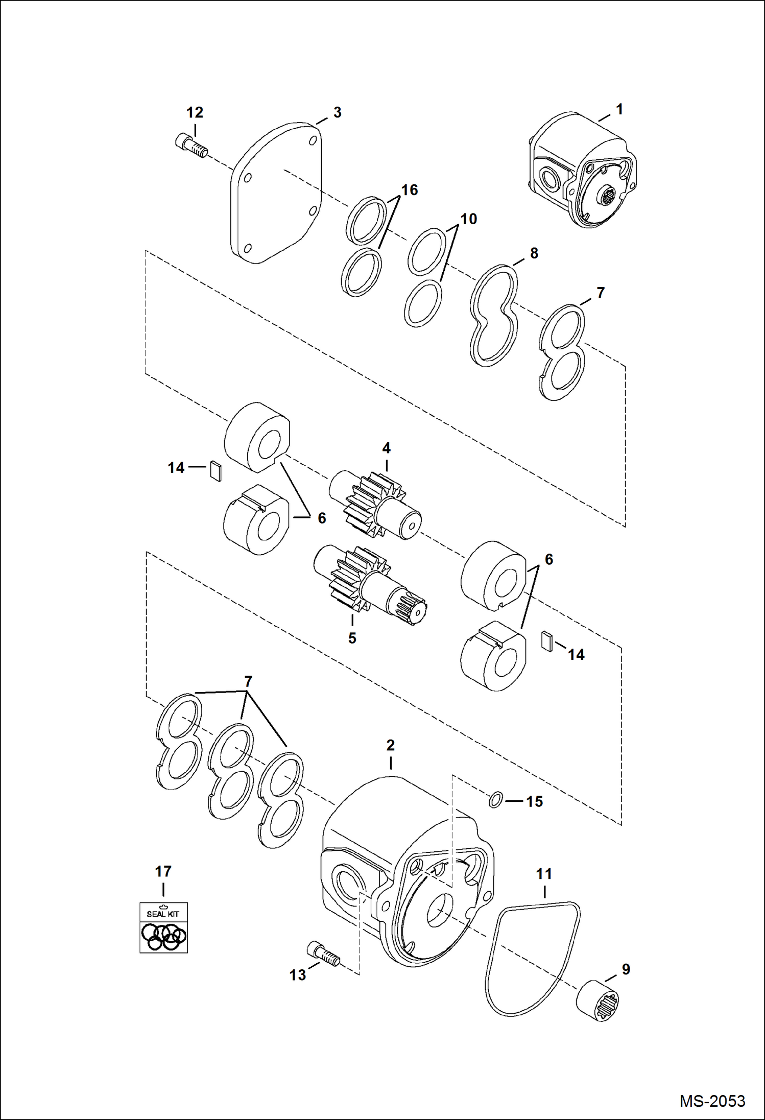 Схема запчастей Bobcat 325 - GEAR PUMP (Modified Design) HYDRAULIC SYSTEM