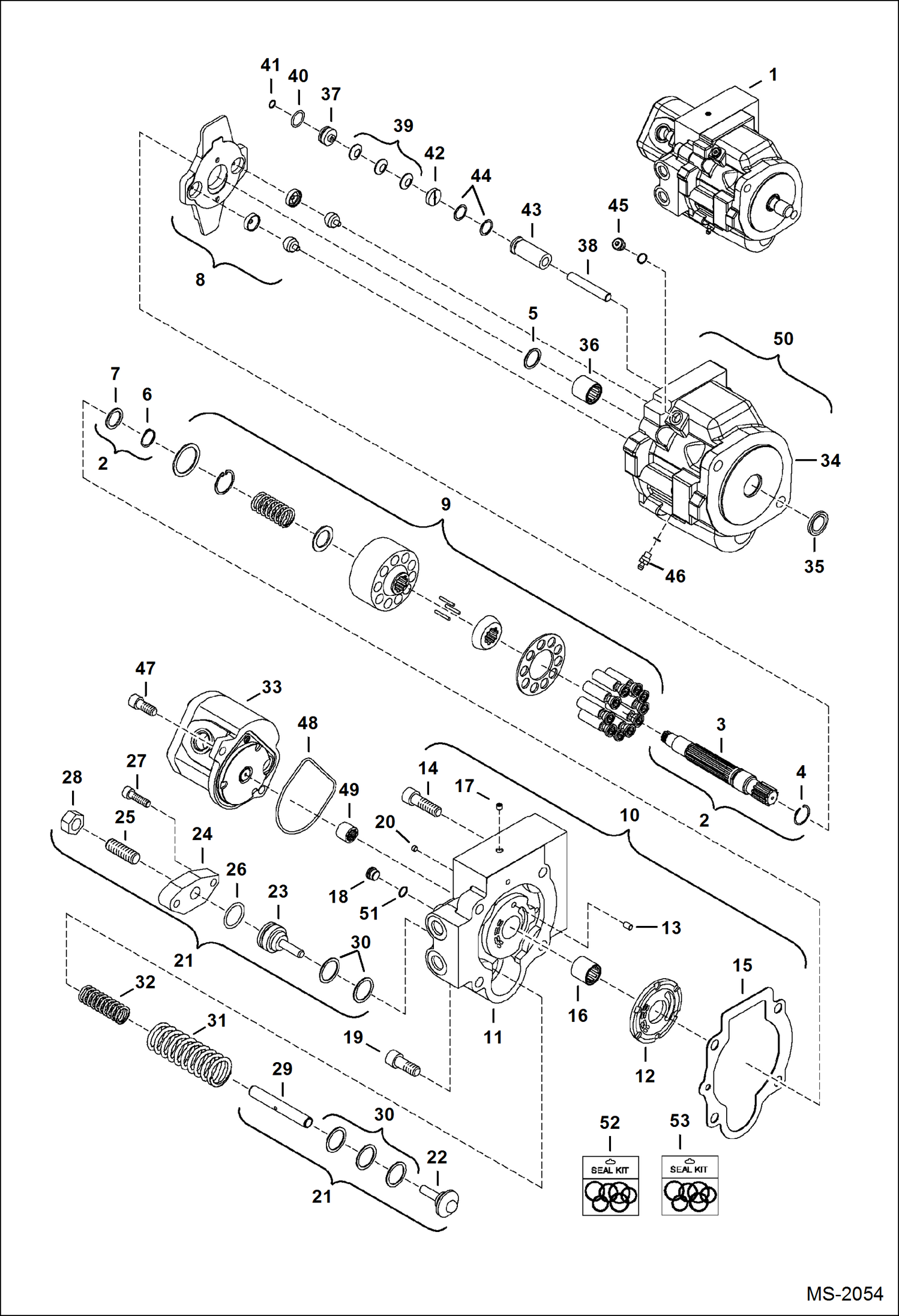 Схема запчастей Bobcat 430 - HYDRAULIC PISTON PUMP HYDRAULIC SYSTEM