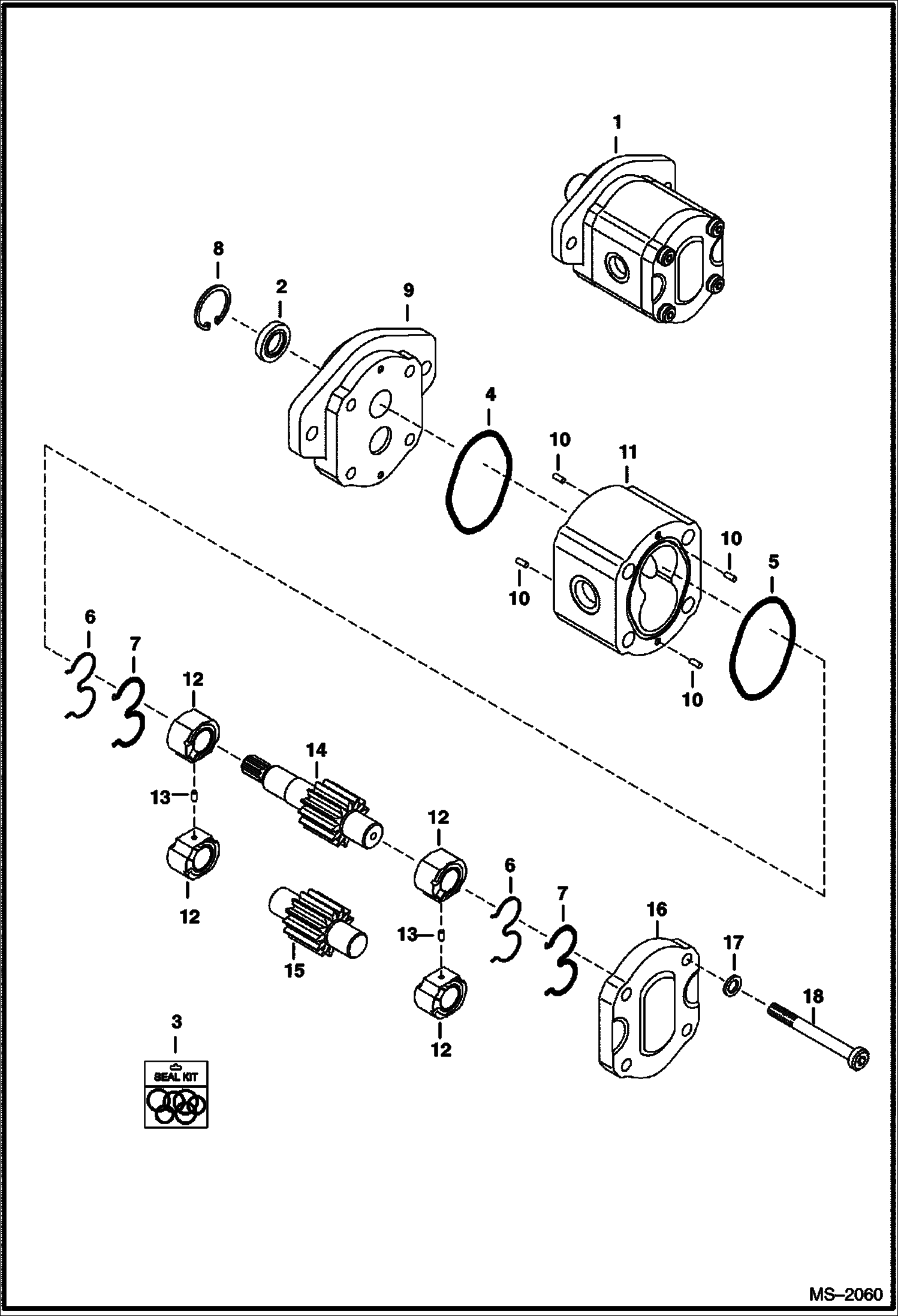 Схема запчастей Bobcat 435 - GEAR PUMP HYDRAULIC/HYDROSTATIC SYSTEM