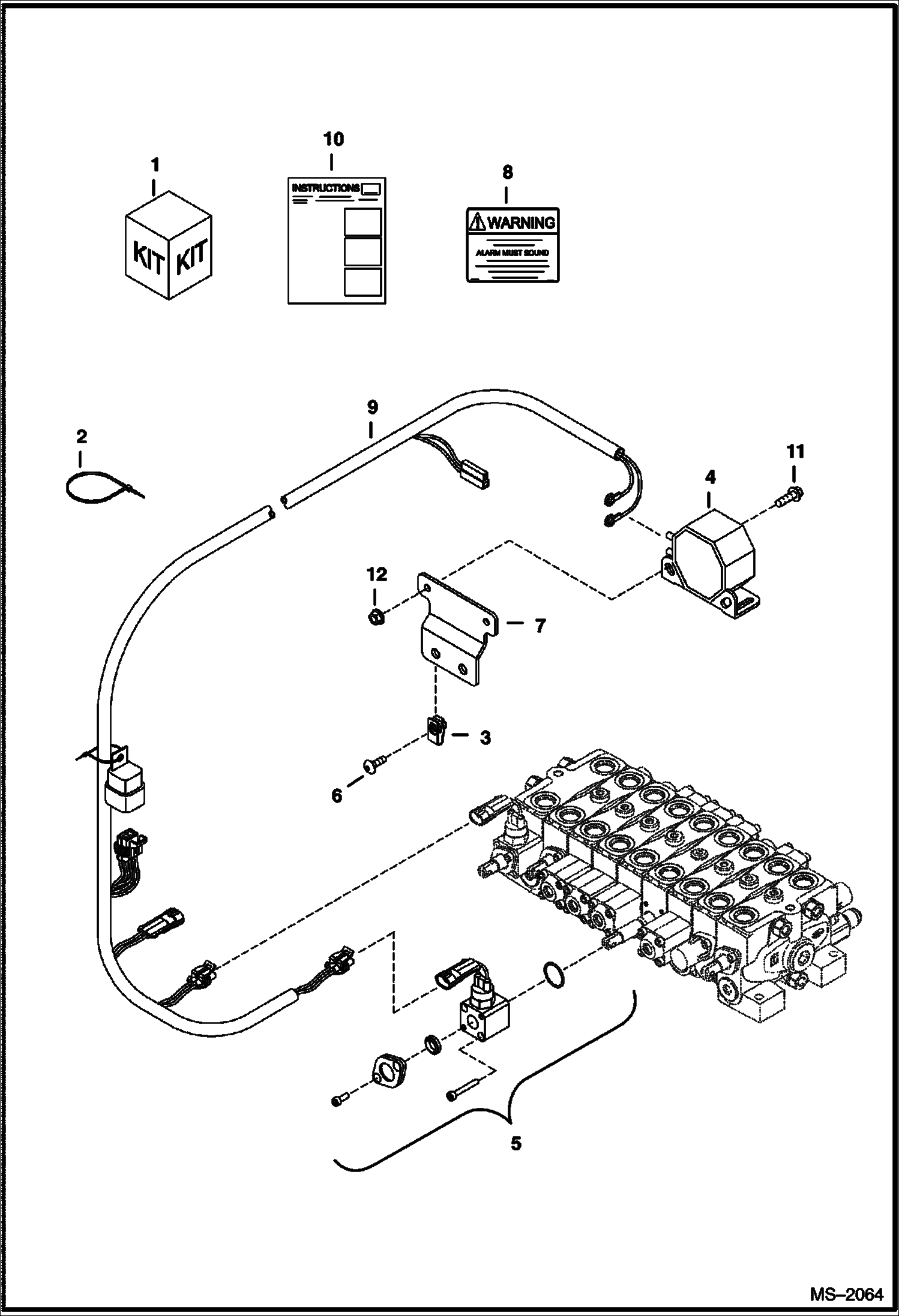 Схема запчастей Bobcat 322 - MOTION ALARM KIT (S/N 223812347 & Above, 223514377 & Above, 223911001 & Above, 224011001 & Above) ACCESSORIES & OPTIONS