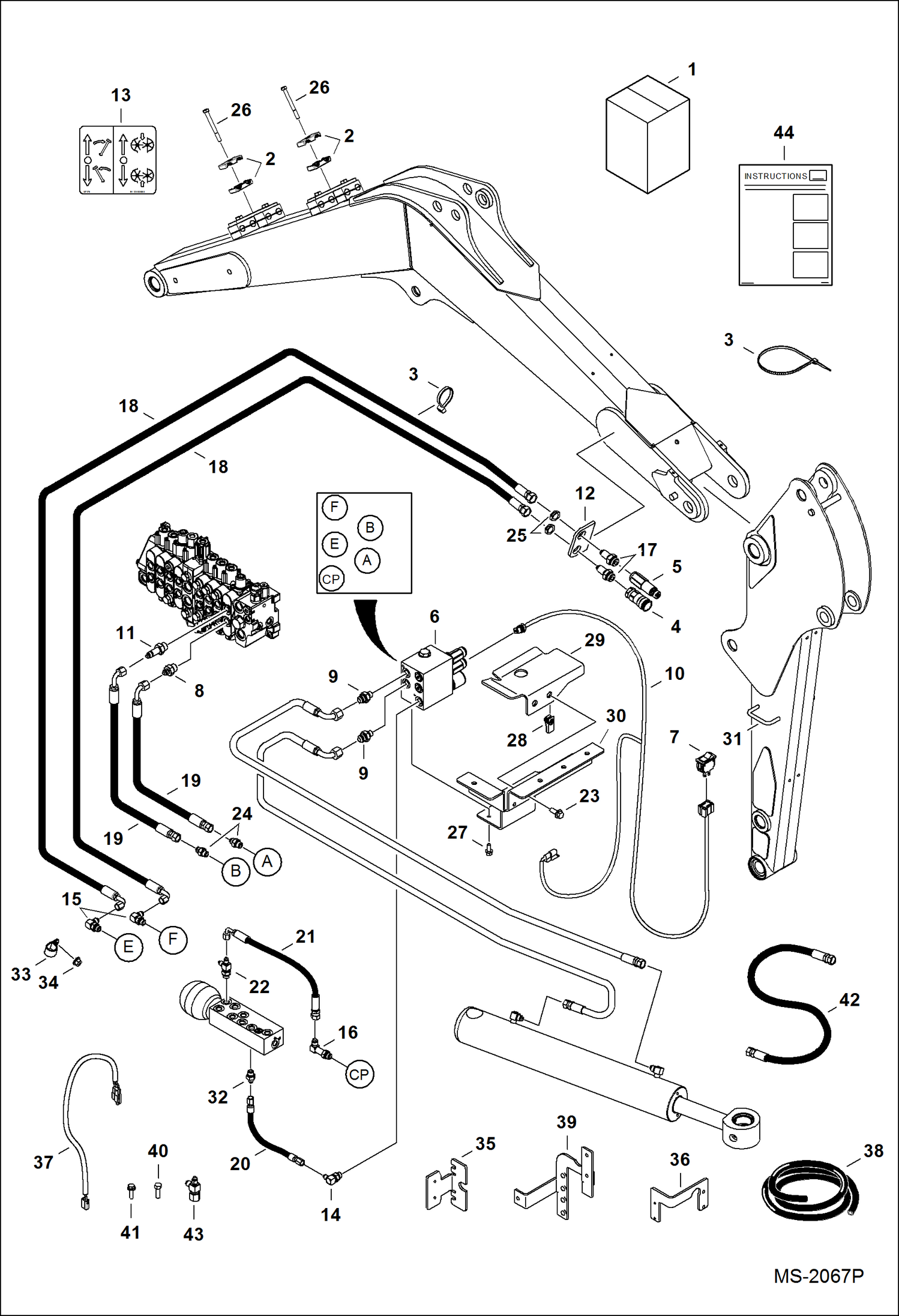 Схема запчастей Bobcat 331 - SECONDARY AUXILIARY (Kit) ACCESSORIES & OPTIONS