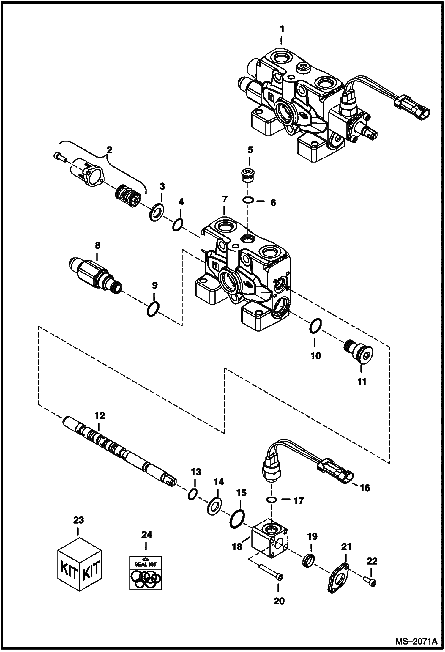 Схема запчастей Bobcat 323 - VALVE SECTION (R.H. Travel) (323J) HYDRAULIC SYSTEM