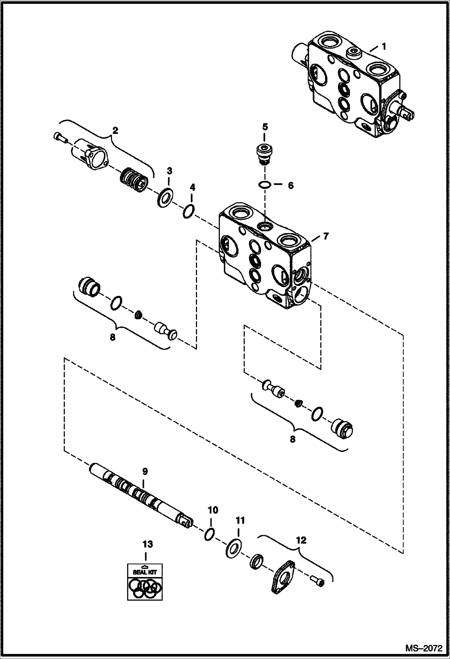 Схема запчастей Bobcat 323 - VALVE SECTION (Boom Offset) (320L/323J) HYDRAULIC SYSTEM