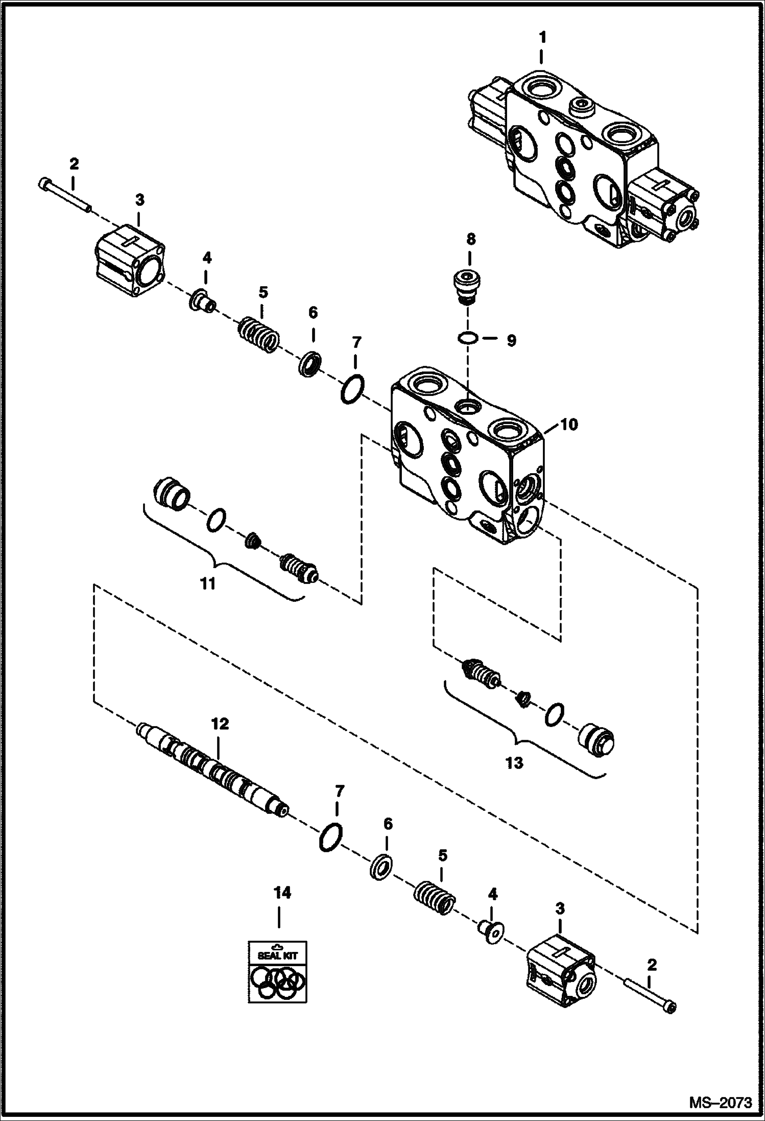 Схема запчастей Bobcat 323 - VALVE SECTION (Arm) (323J) HYDRAULIC SYSTEM