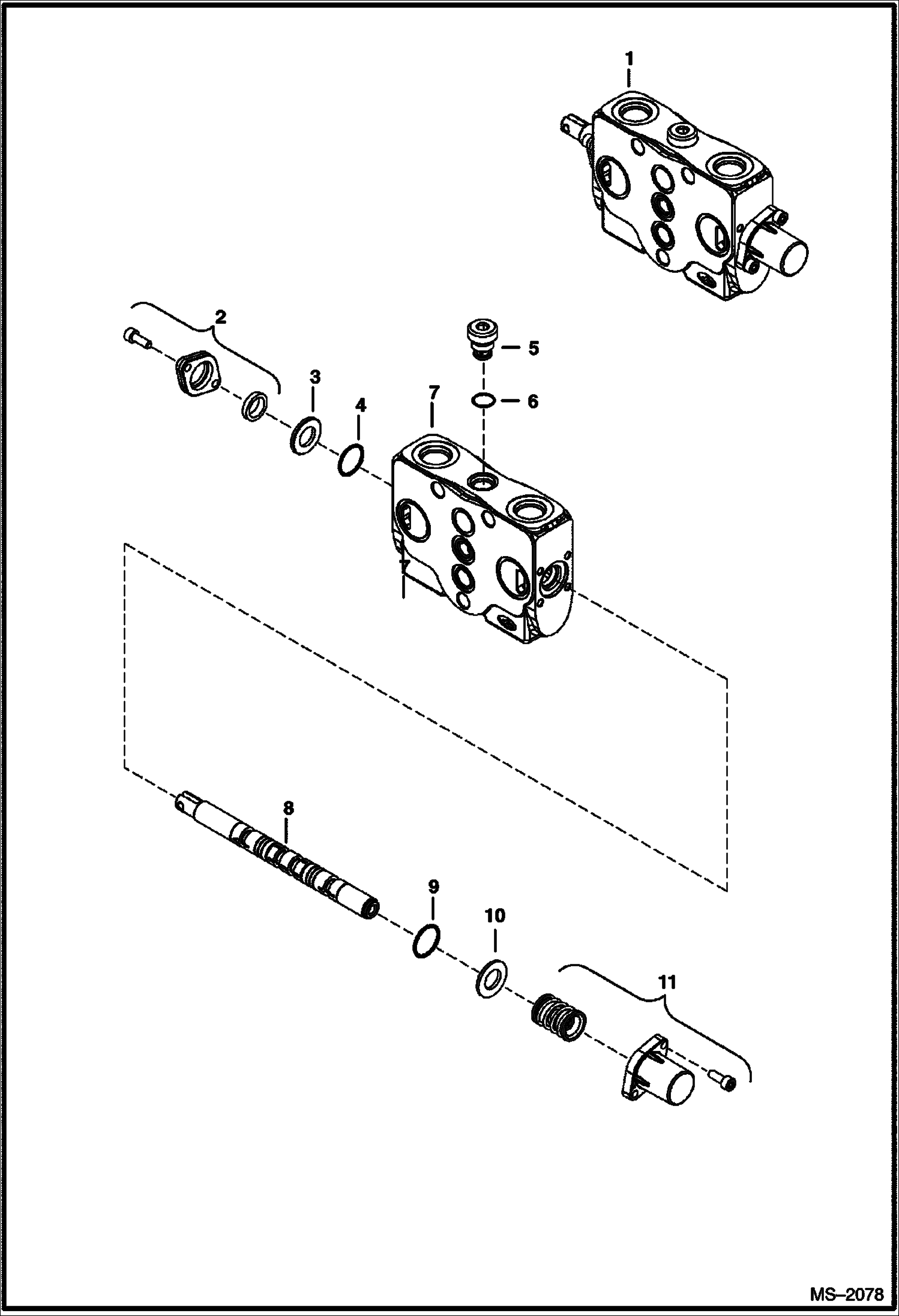 Схема запчастей Bobcat 323 - VALVE SECTION (Blade) (320J) HYDRAULIC SYSTEM