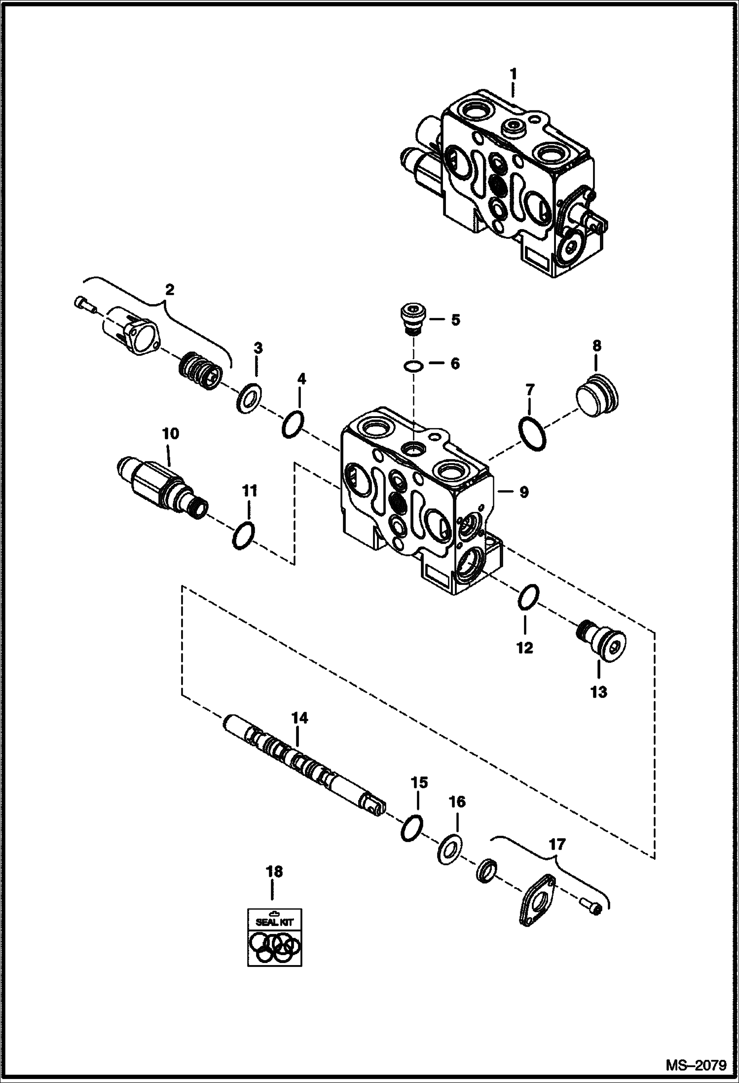 Схема запчастей Bobcat 323 - VALVE SECTION (Auxiliary) (320L/320J) HYDRAULIC SYSTEM