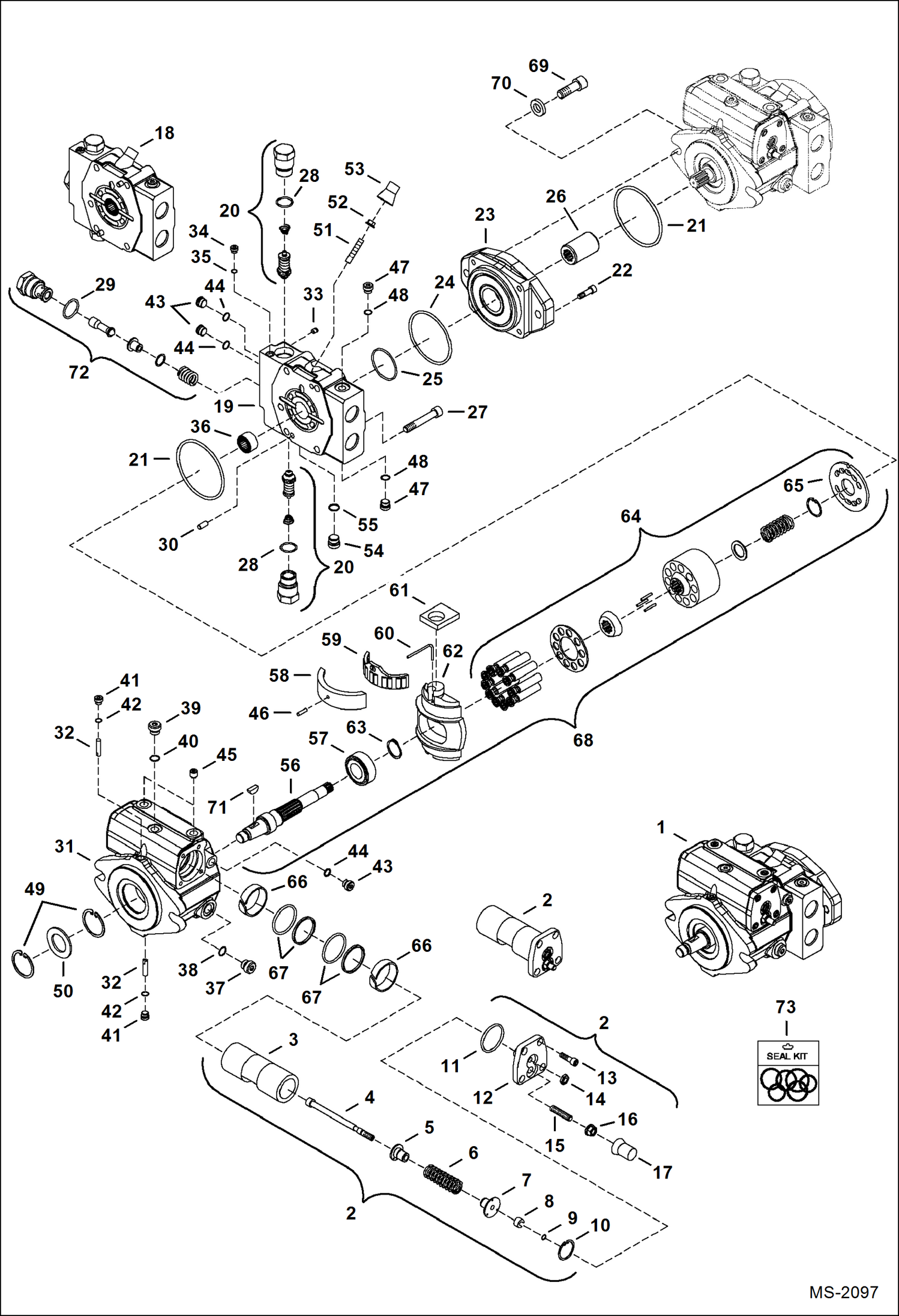 Схема запчастей Bobcat 435 - HYDROSTATIC PUMP (Front) (S/N AACD11078 & Below, AA8A11017 & Below) HYDRAULIC/HYDROSTATIC SYSTEM