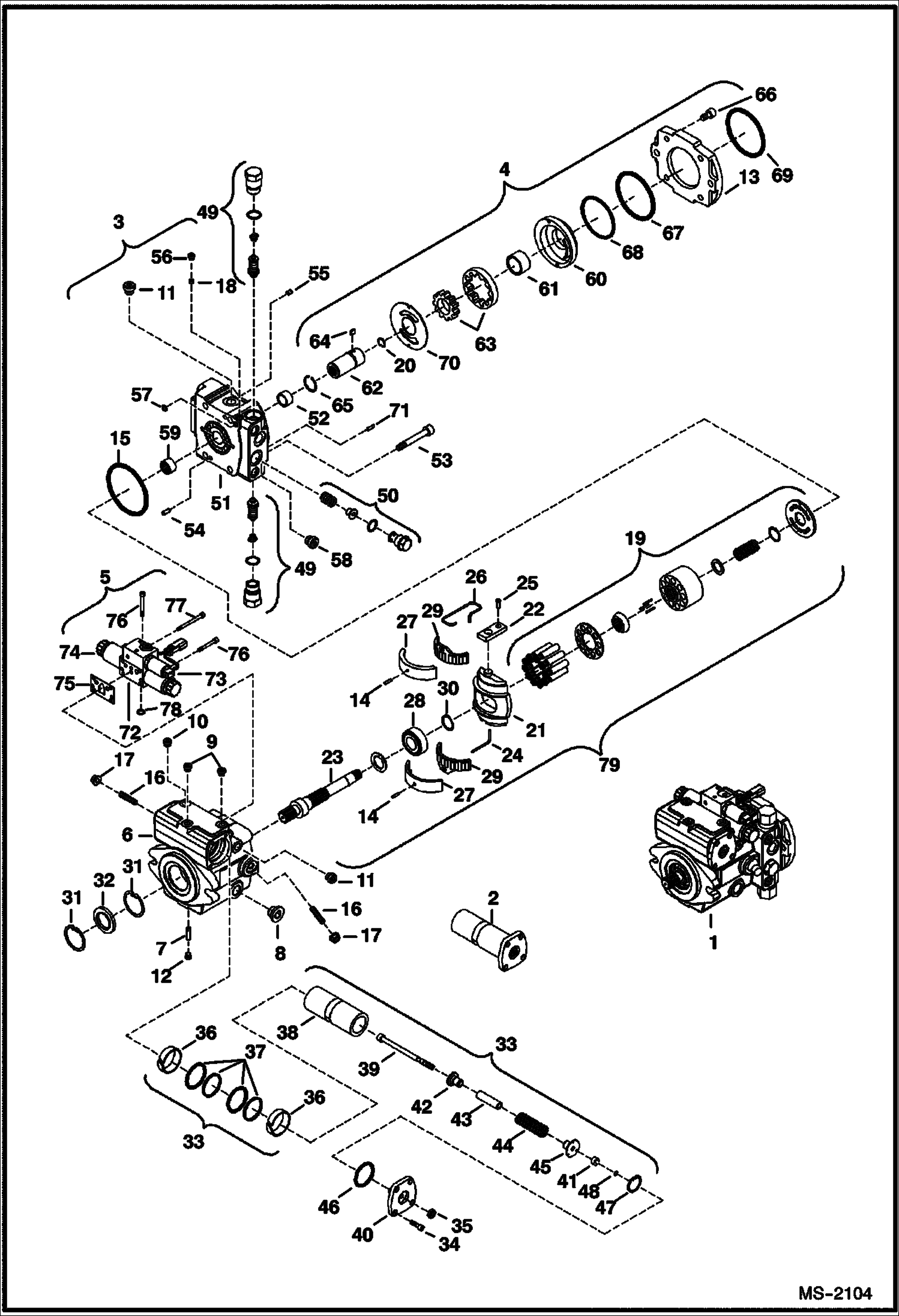 Схема запчастей Bobcat 5600 - HYDROSTATIC PUMP (Gear Pump End) HYDROSTATIC SYSTEM