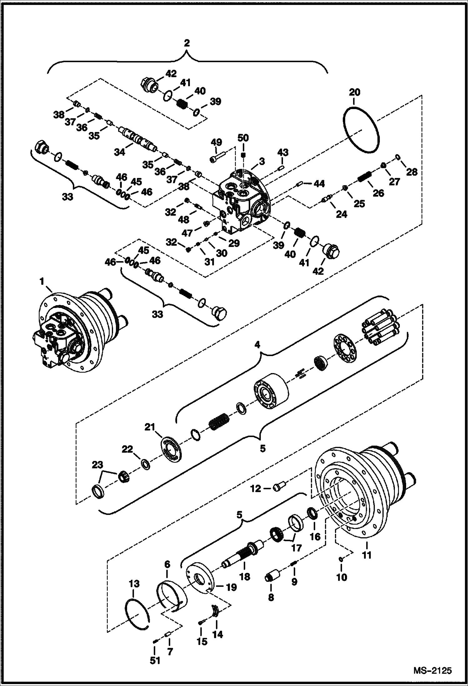 Схема запчастей Bobcat 435 - TRAVEL MOTOR (Motor - Rexroth GFT7T2.5062)(S/N 5631 11001-12928, 14148-14164,15065-16099, 16102-16105, 16120-16122, 16124 & Above) HYDRAULIC SYSTEM