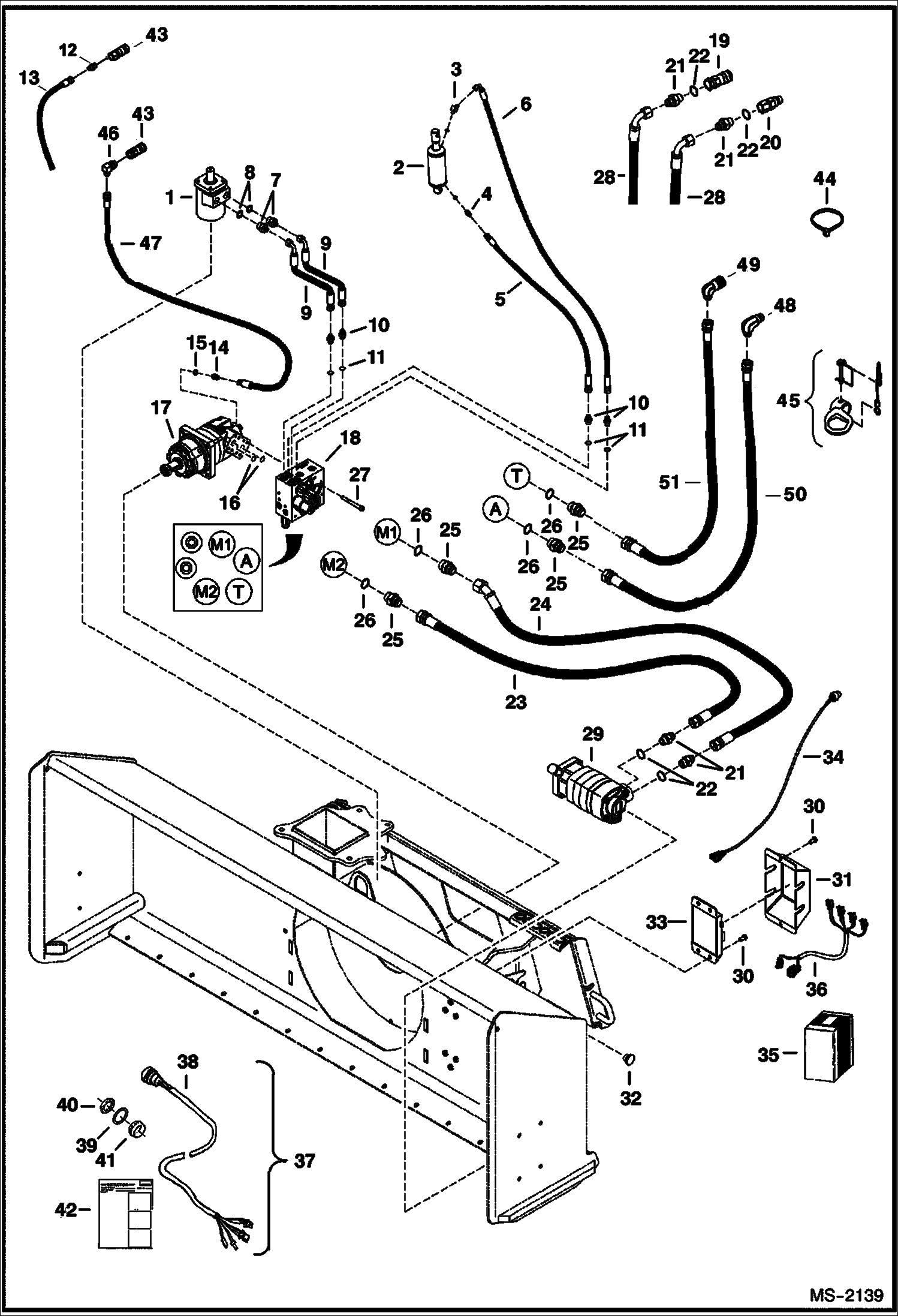 Схема запчастей Bobcat SNOWBLOWER - SBX240 SNOWBLOWER (Hydraulics & Electrical) (72 A00F) (84 7136) Loader