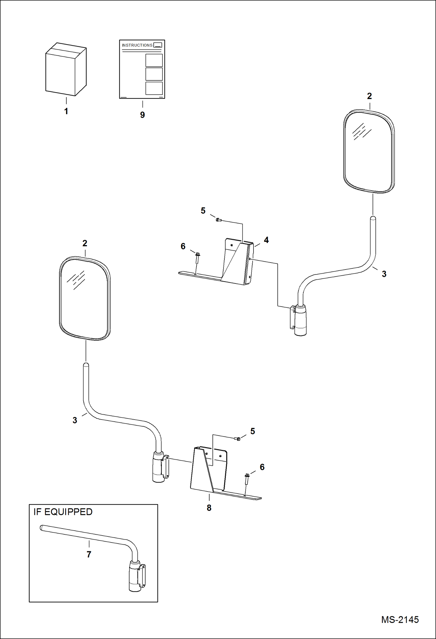 Схема запчастей Bobcat 5600 - SIDE MIRROR KIT ACCESSORIES & OPTIONS