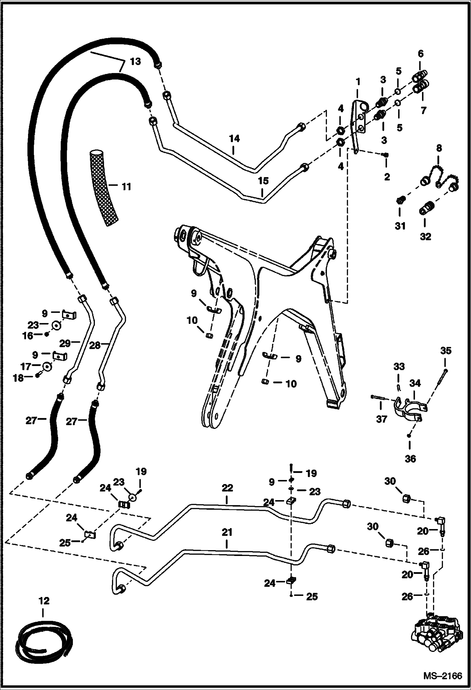 Схема запчастей Bobcat 800s - AUXILIARY HYDRAULICS (S/N 5141 21999, 5142 21999 & Below) HYDRAULIC SYSTEM