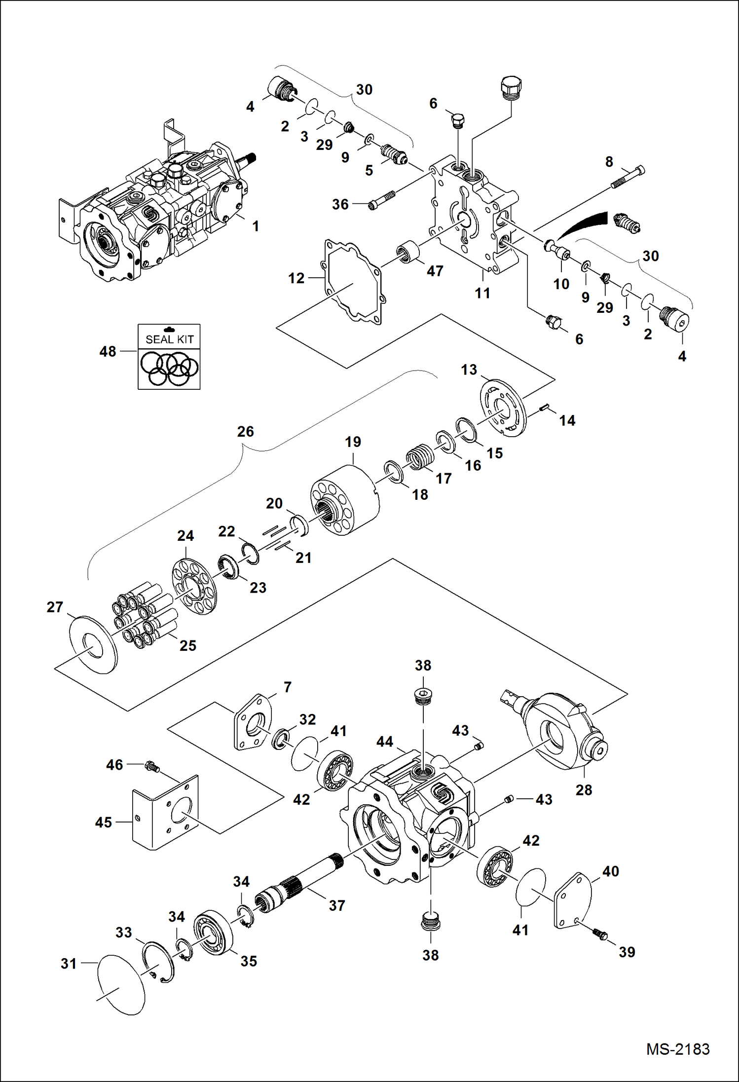 Схема запчастей Bobcat S-Series - HYDROSTATIC PUMP (Manual Controls & ACS) HYDROSTATIC SYSTEM