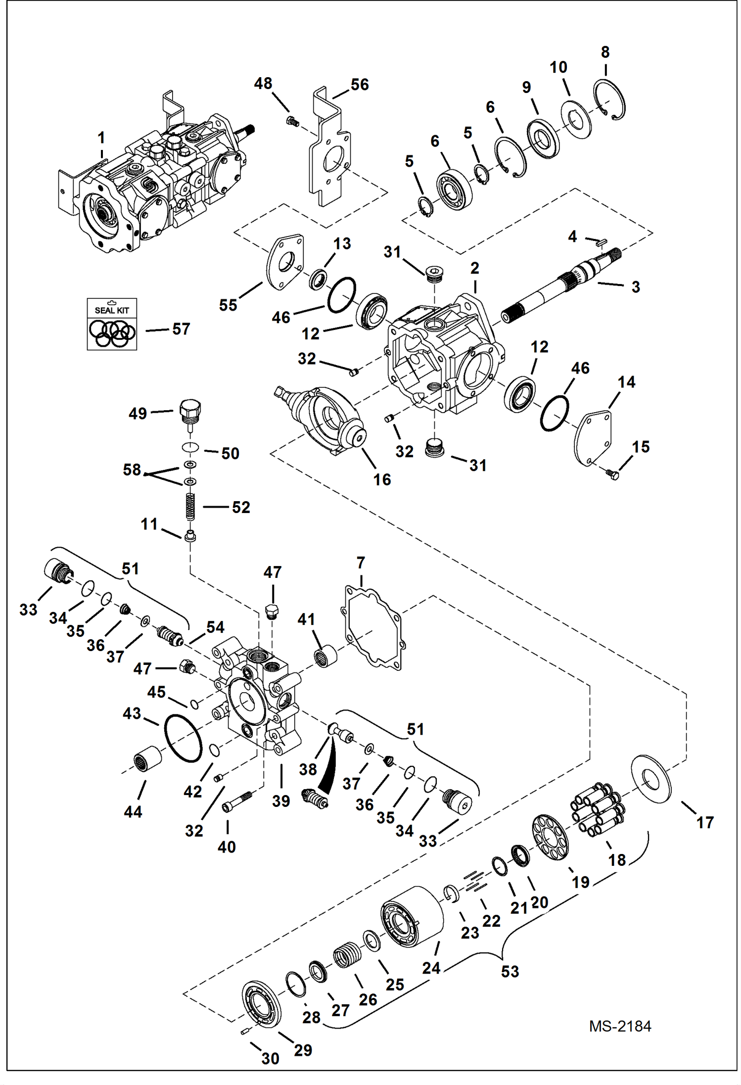 Схема запчастей Bobcat S-Series - HYDROSTATIC PUMP (Manual Controls & ACS) HYDROSTATIC SYSTEM