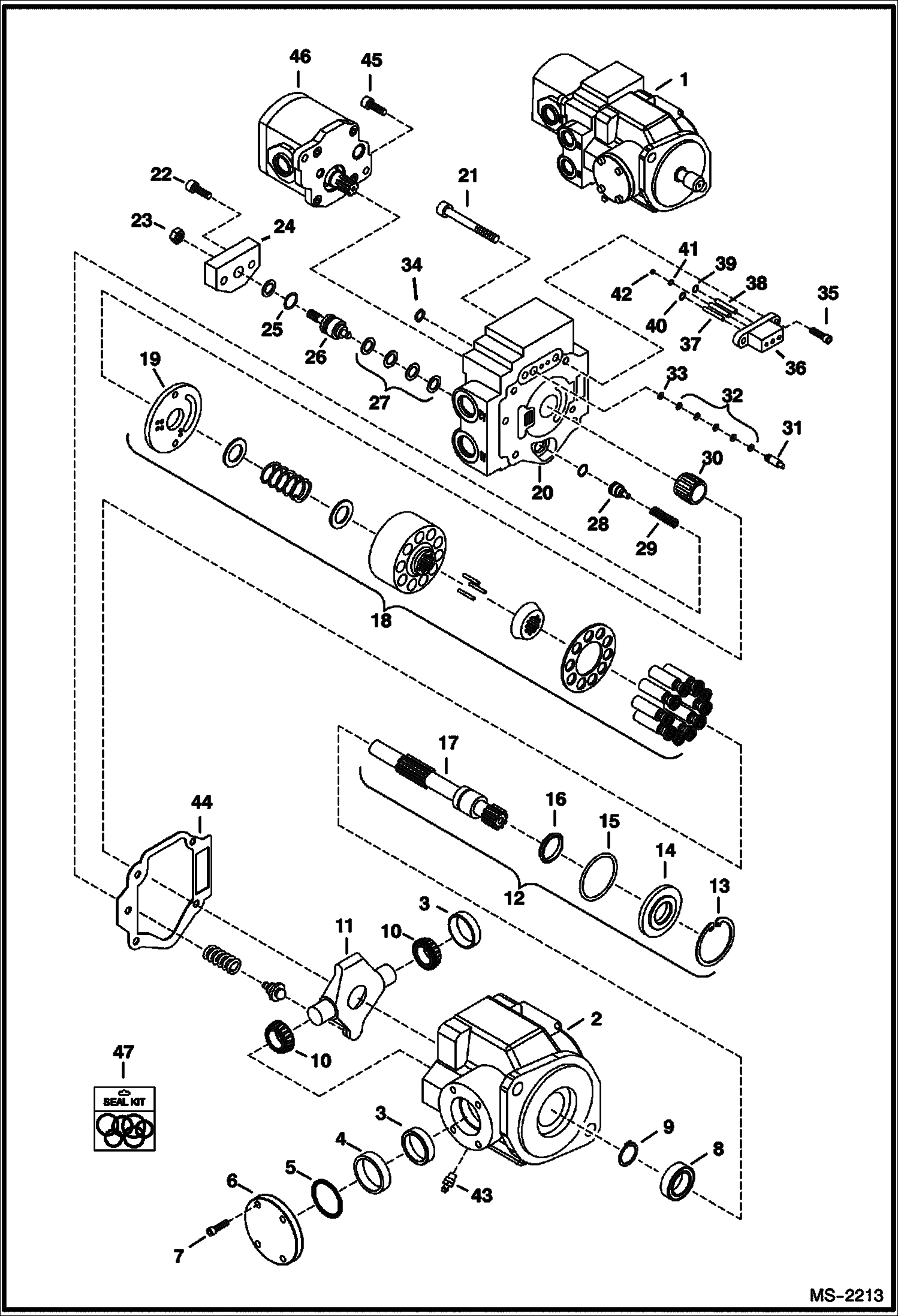 Схема запчастей Bobcat 325 - PISTON PUMP ASSY (Original Design) HYDRAULIC SYSTEM