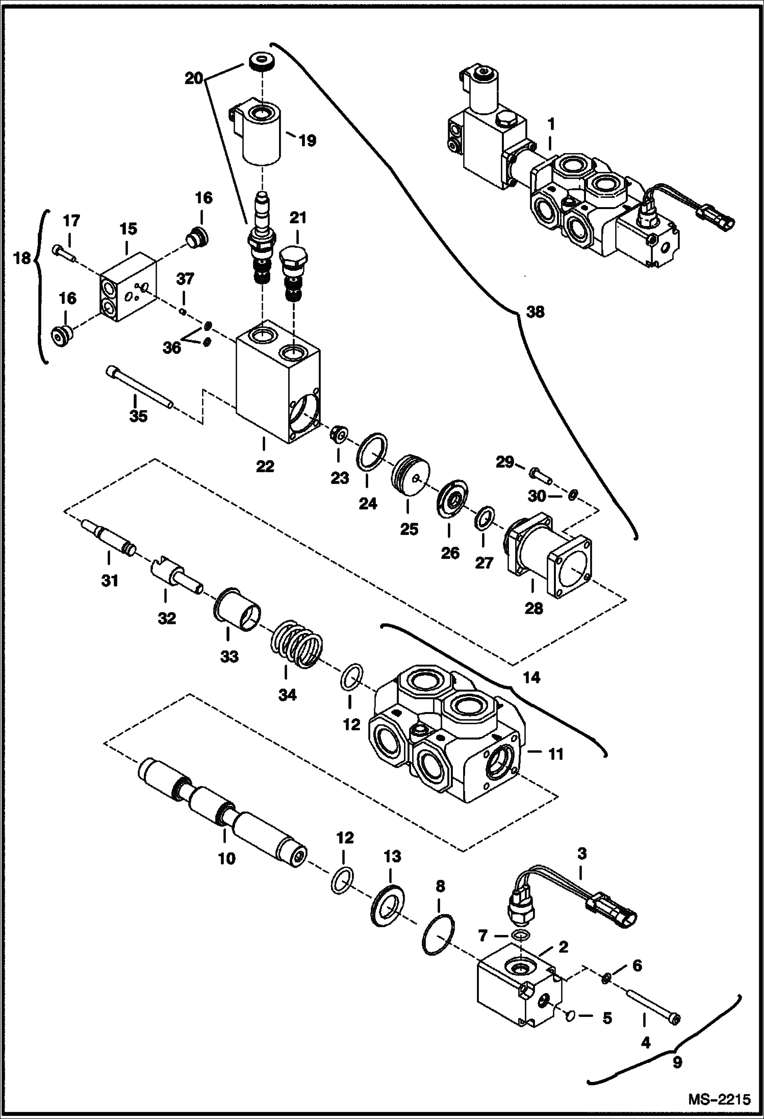 Схема запчастей Bobcat 5600 - DIVERTER VALVE HYDRAULIC SYSTEM