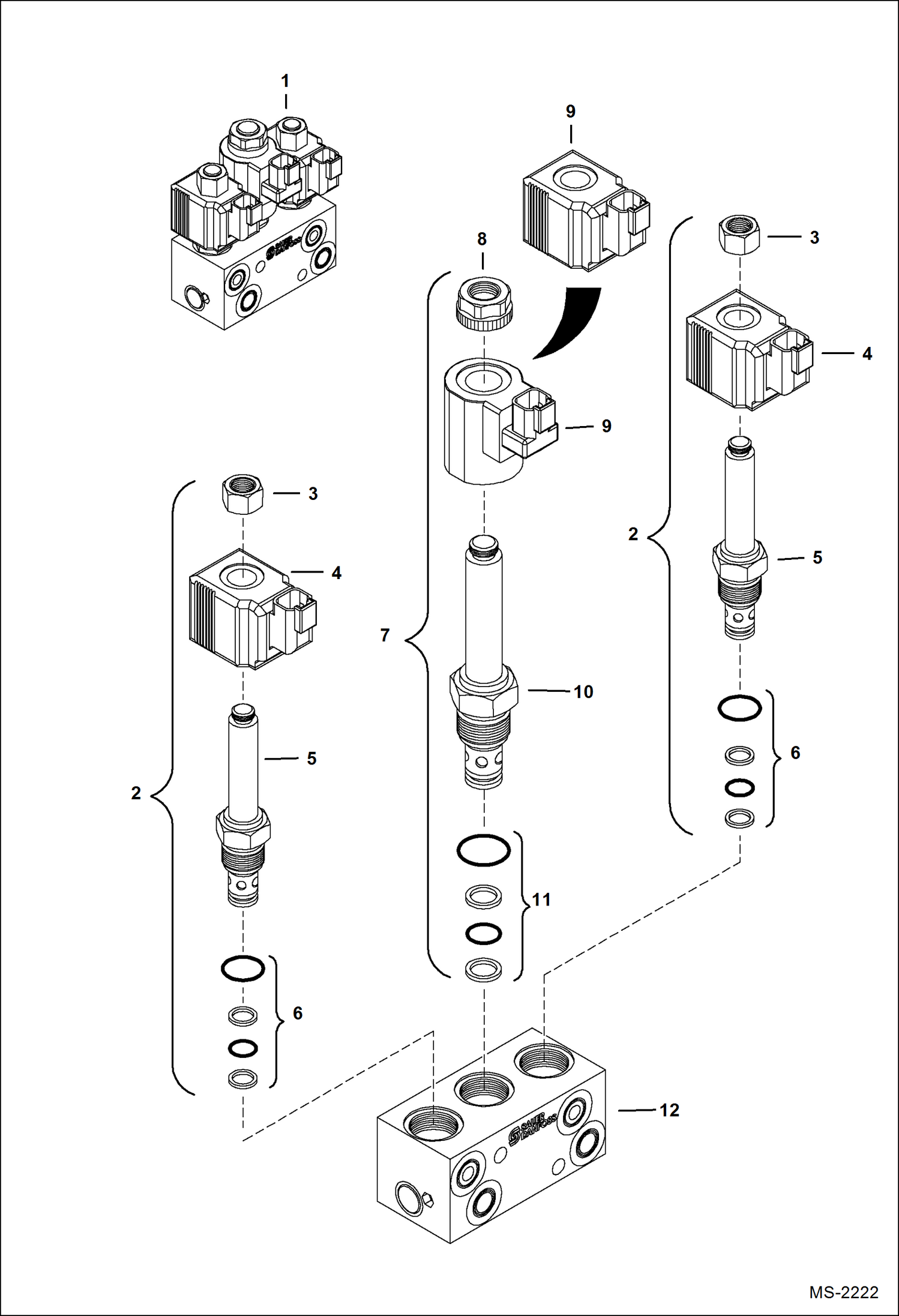 Схема запчастей Bobcat 5600 - STEERING VALVE HYDROSTATIC SYSTEM